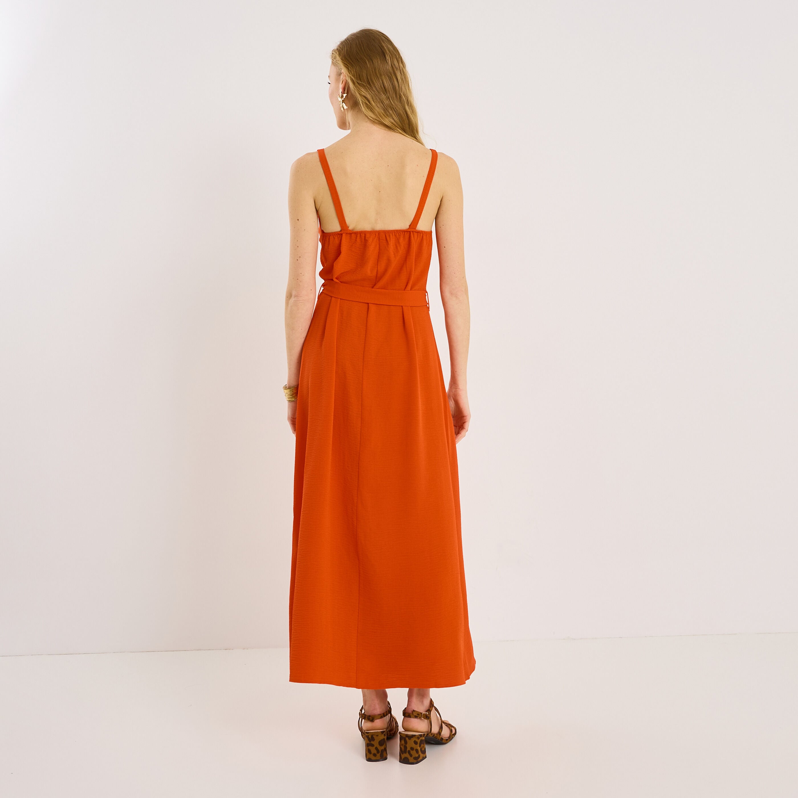 Robe longue unie infroissable &agrave; nouer