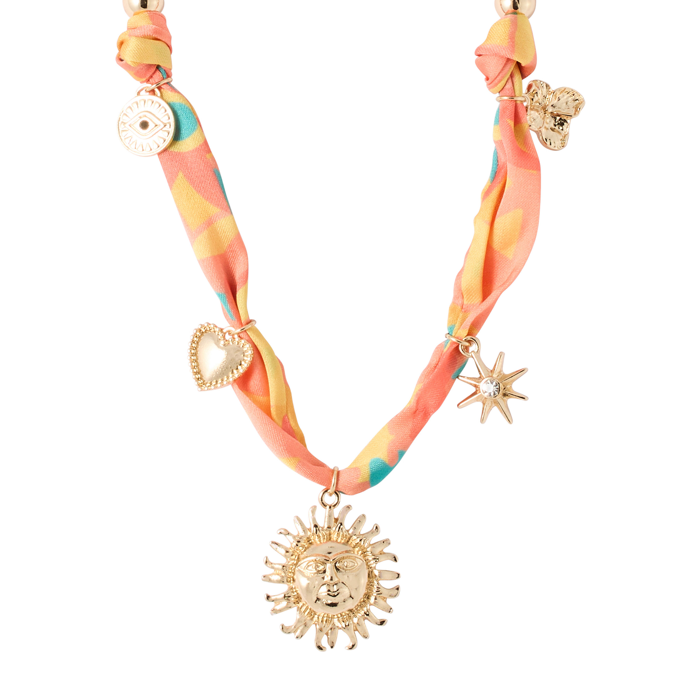Collier tissu avec charm's femme