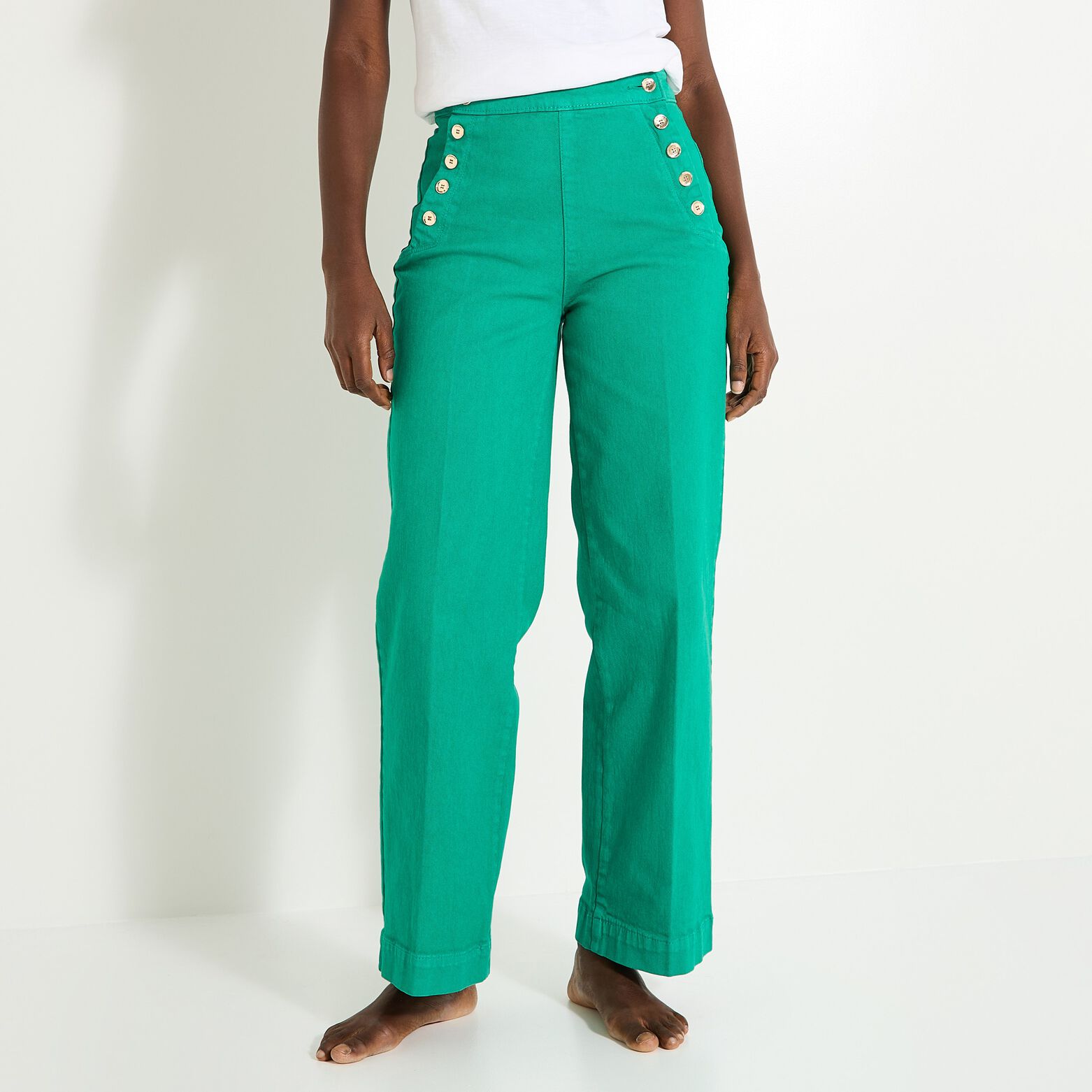 Jean flare raccourci POMPON femme