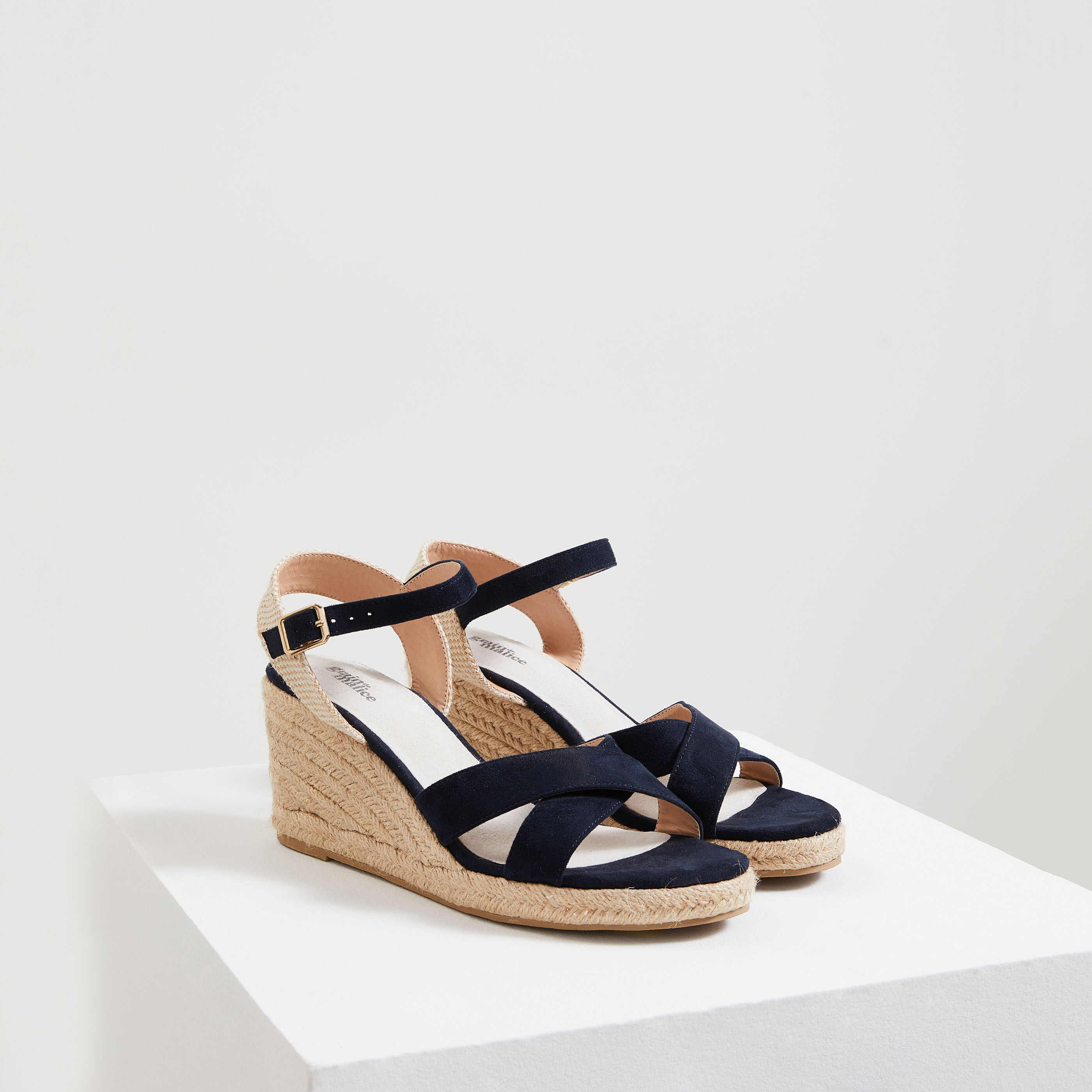 Sandales compensees ouvertes femme MARINE Graindemalice