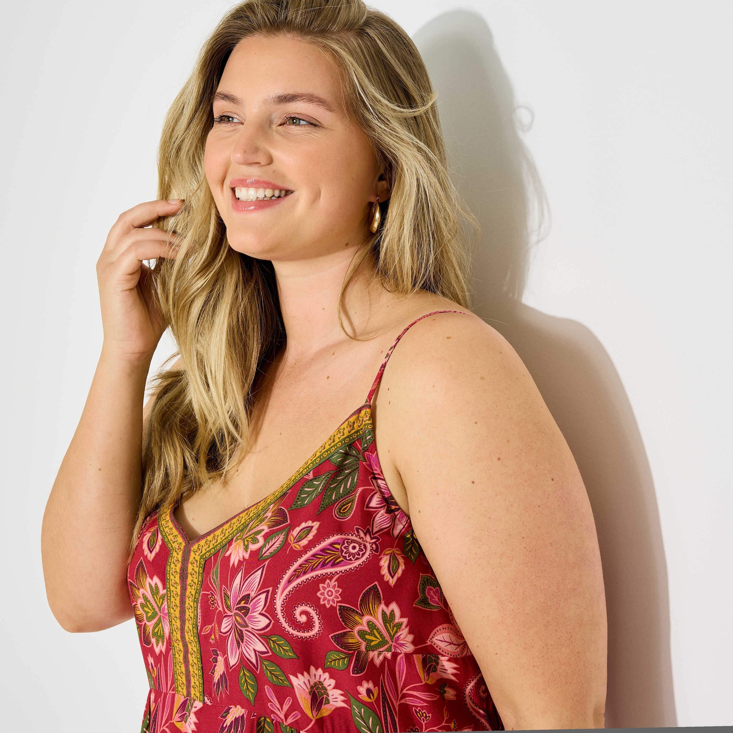 Robe longue boh&egrave;me imprim&eacute;e