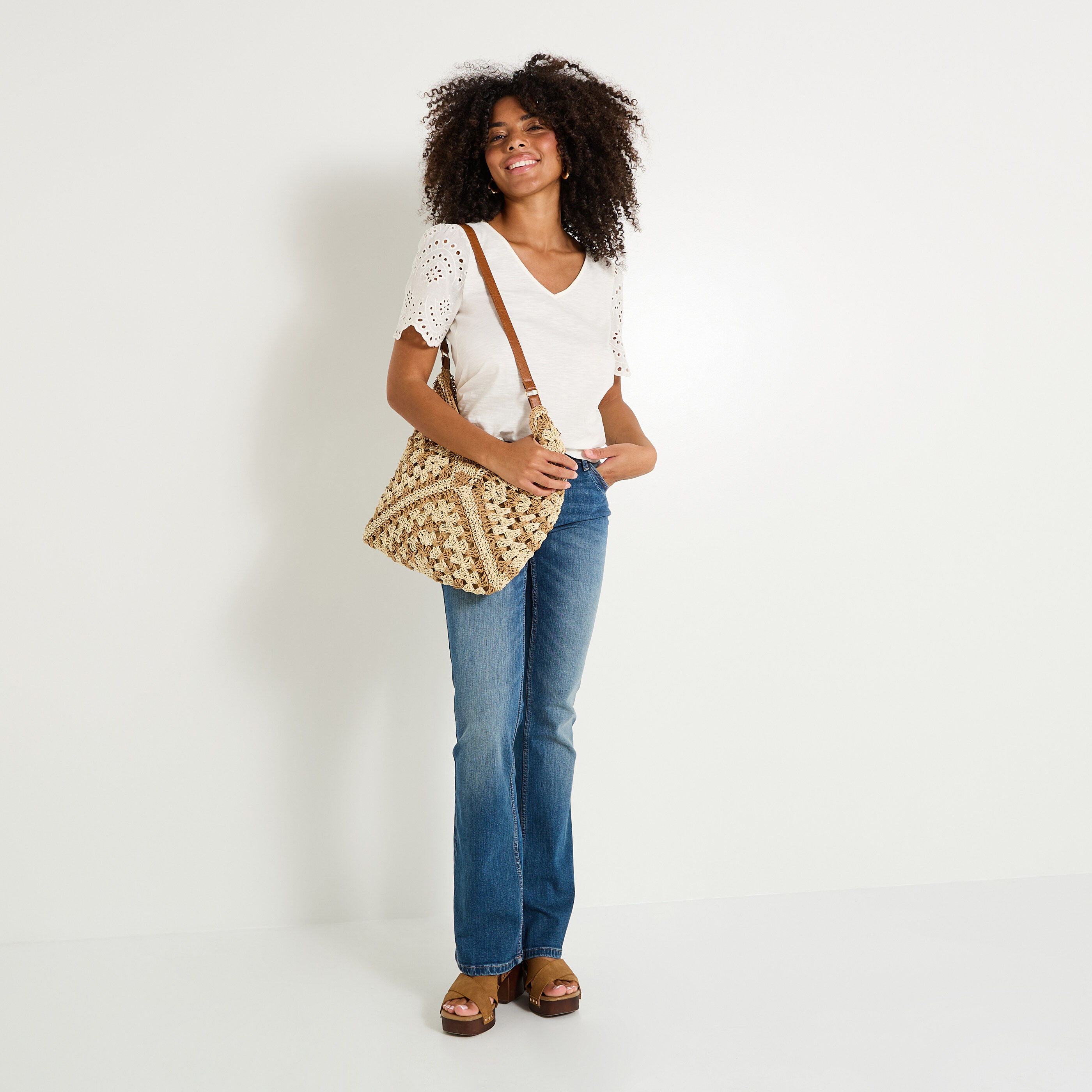 T-shirt manches volant&eacute;es femme