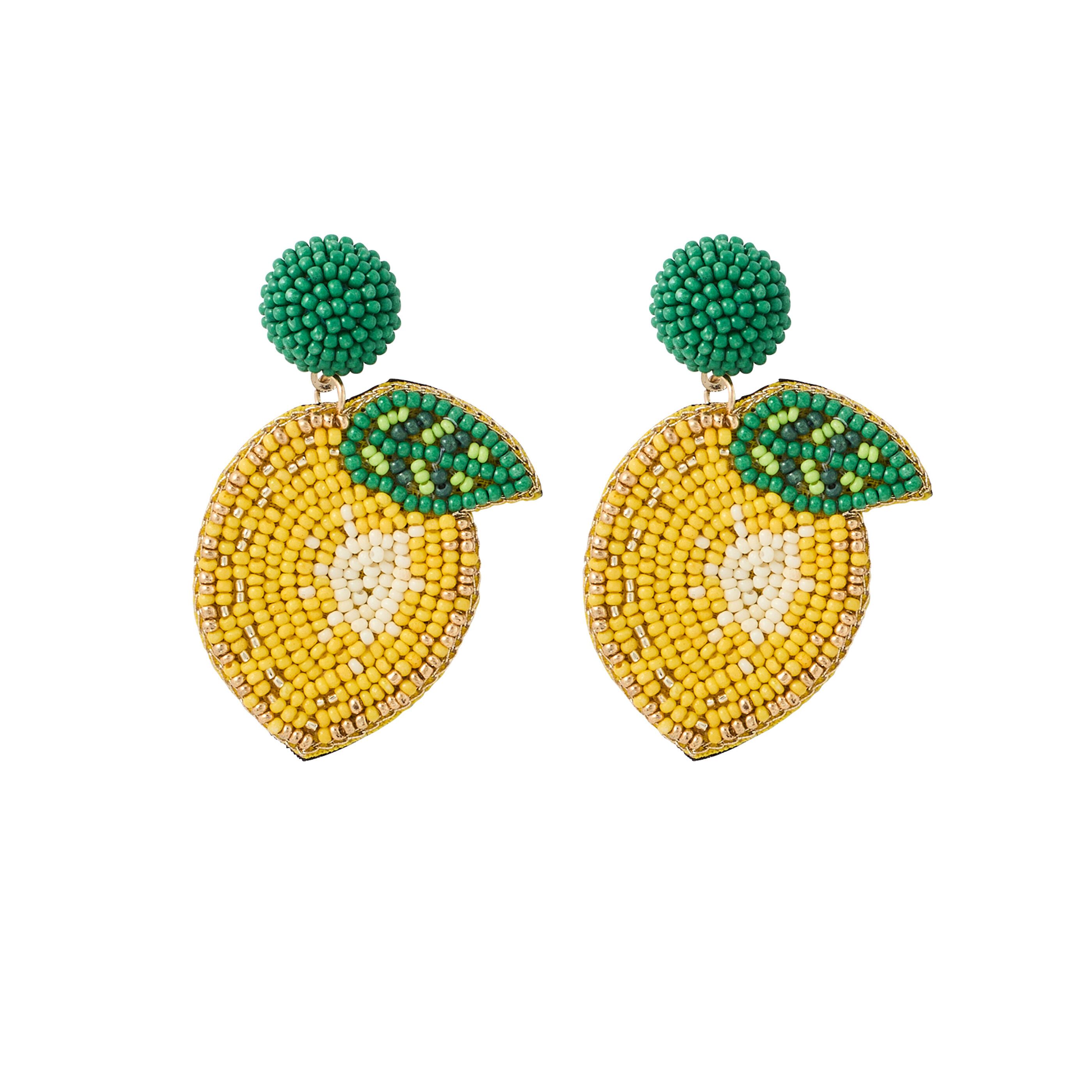 Boucles d'oreilles citrons brod&eacute;s femme