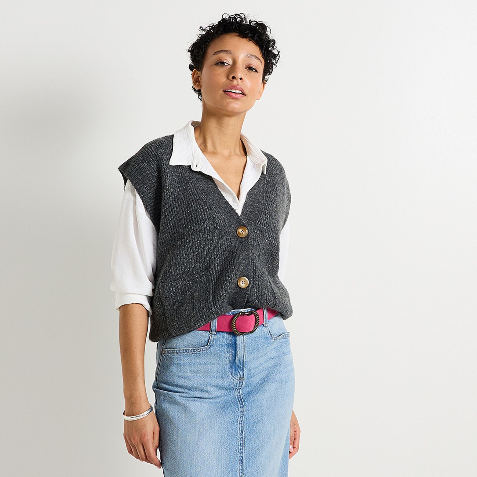 Gilet col V femme