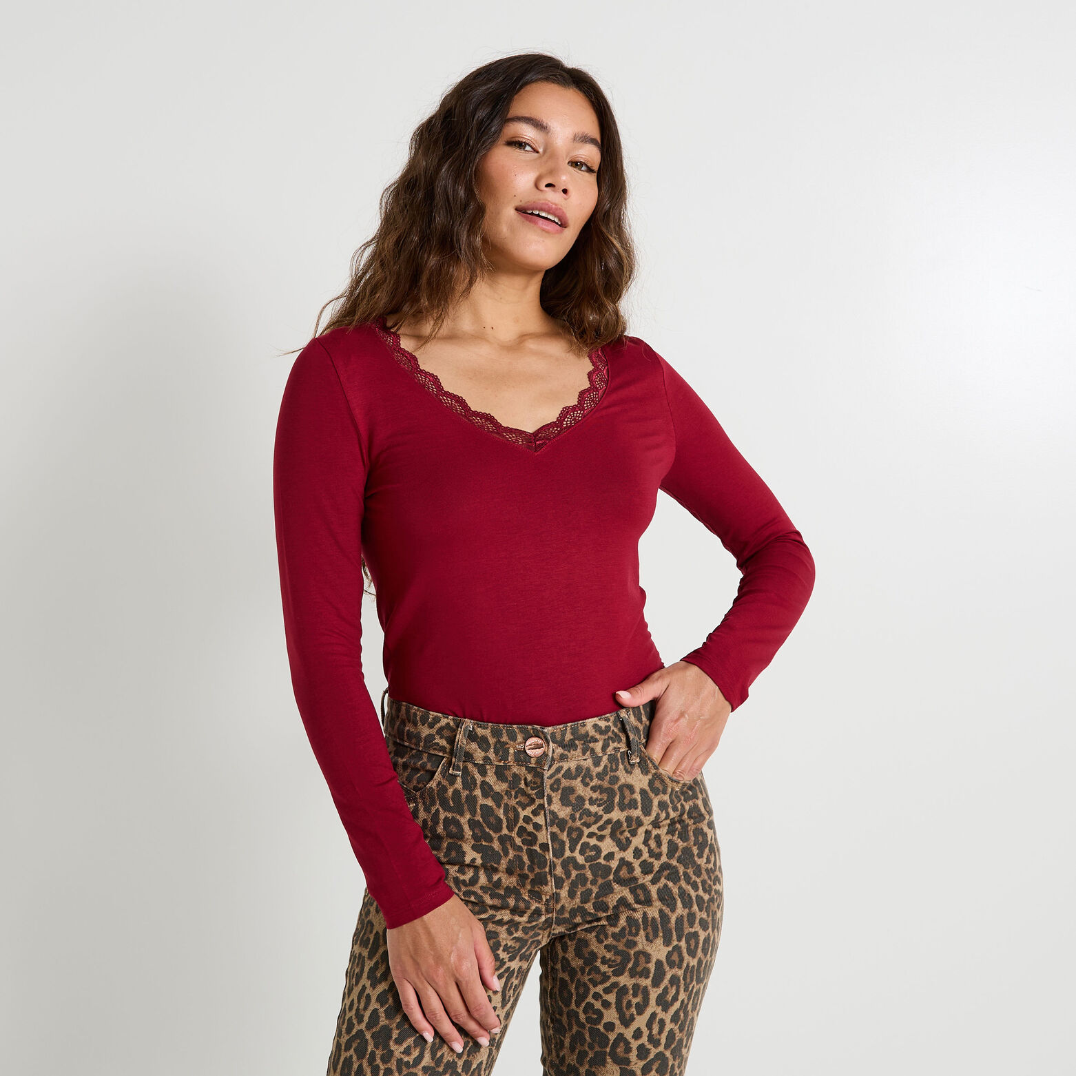T-shirt col V femme