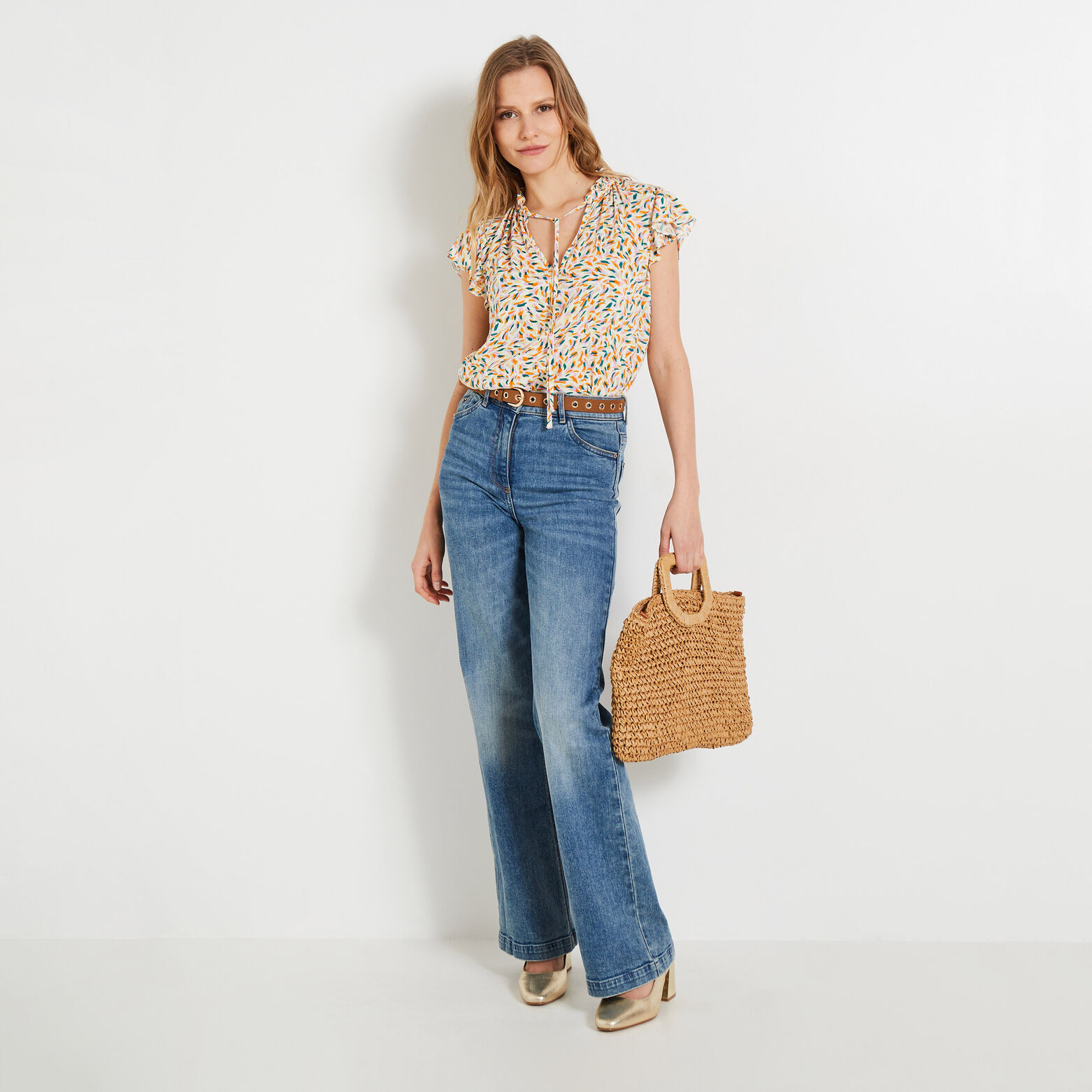 Blouse col V femme