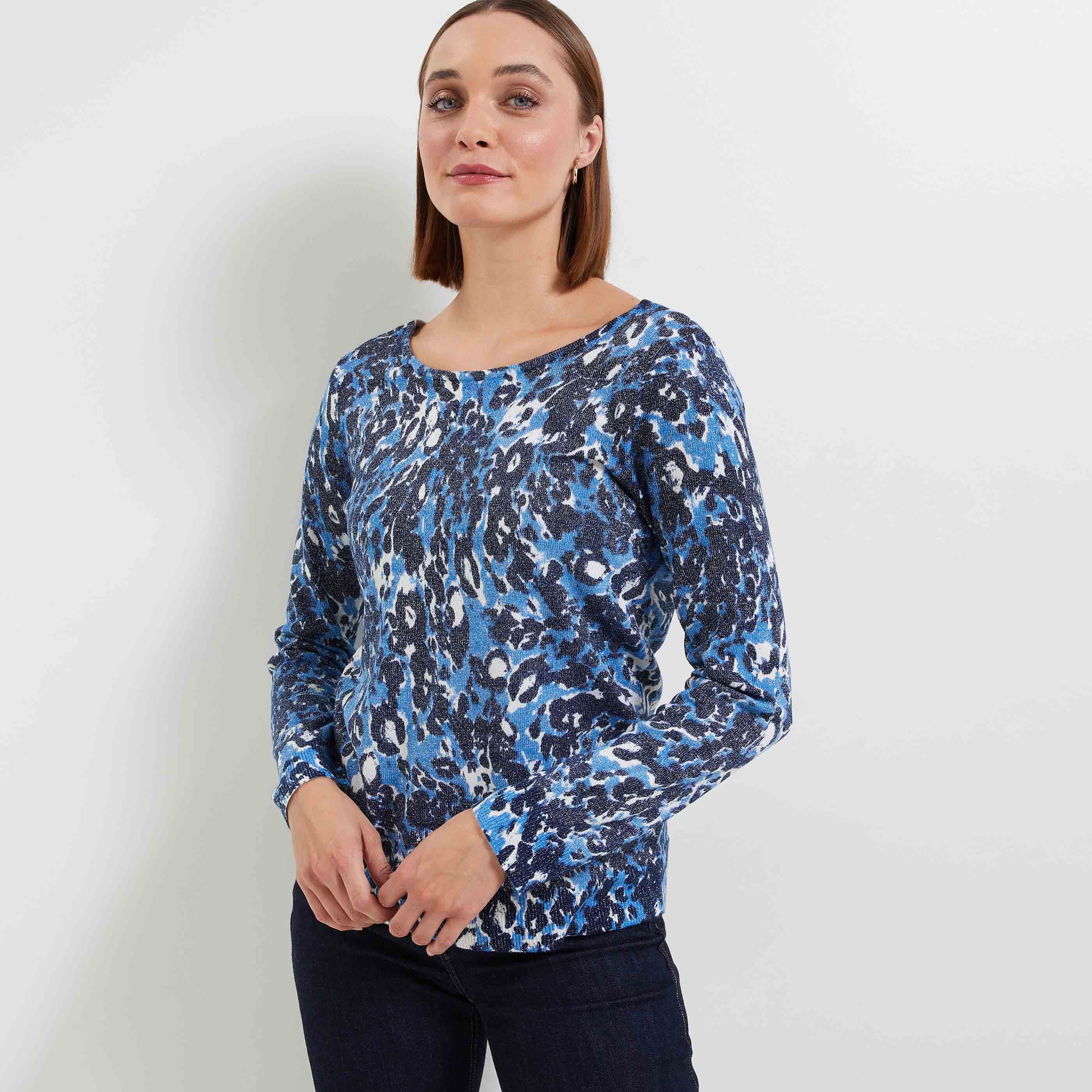 Pull imprime 2 en 1 femme BLEU Graindemalice
