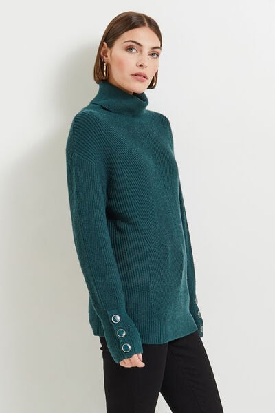 Pull col roulé femme