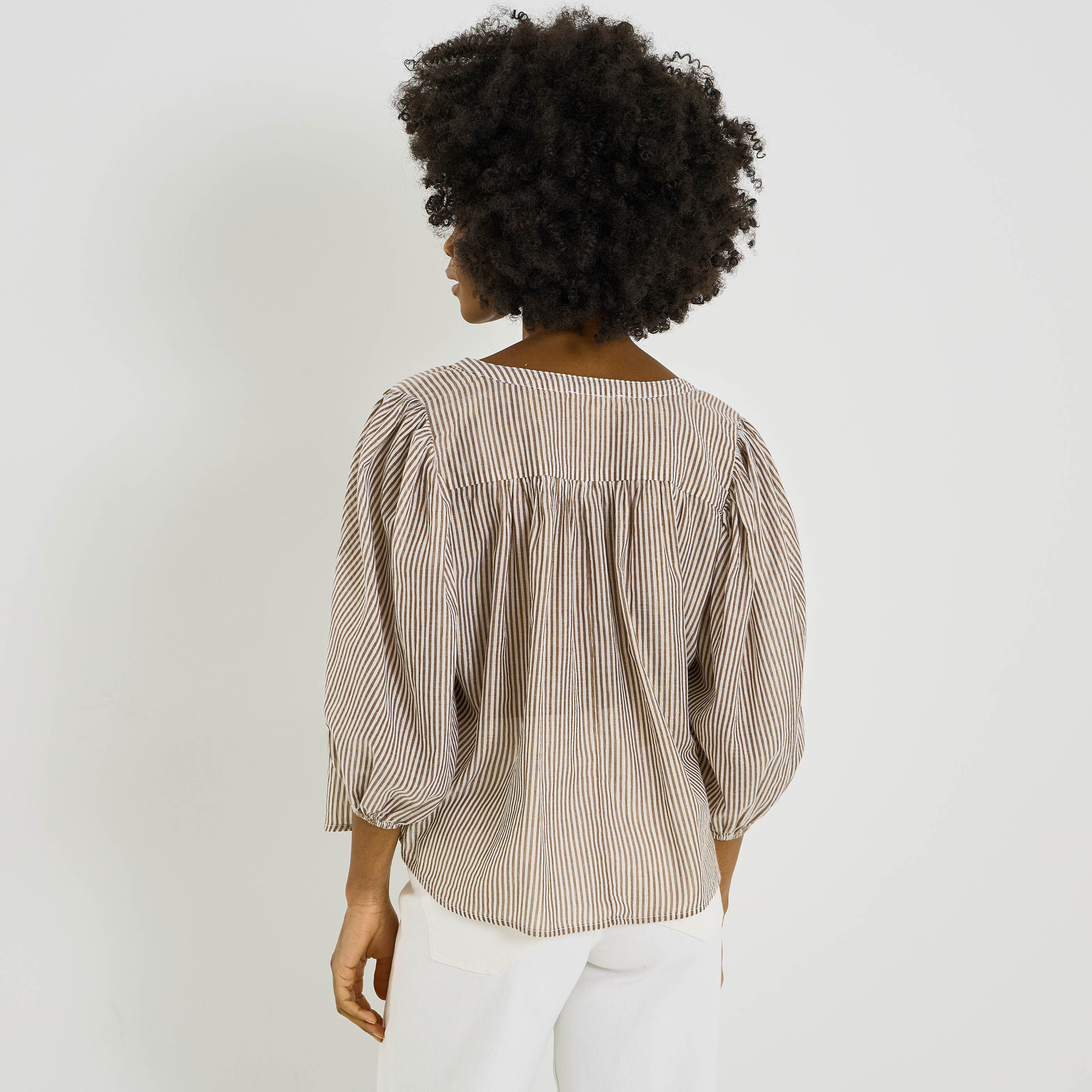 Chemise ample ray&eacute;e effet brillant femme