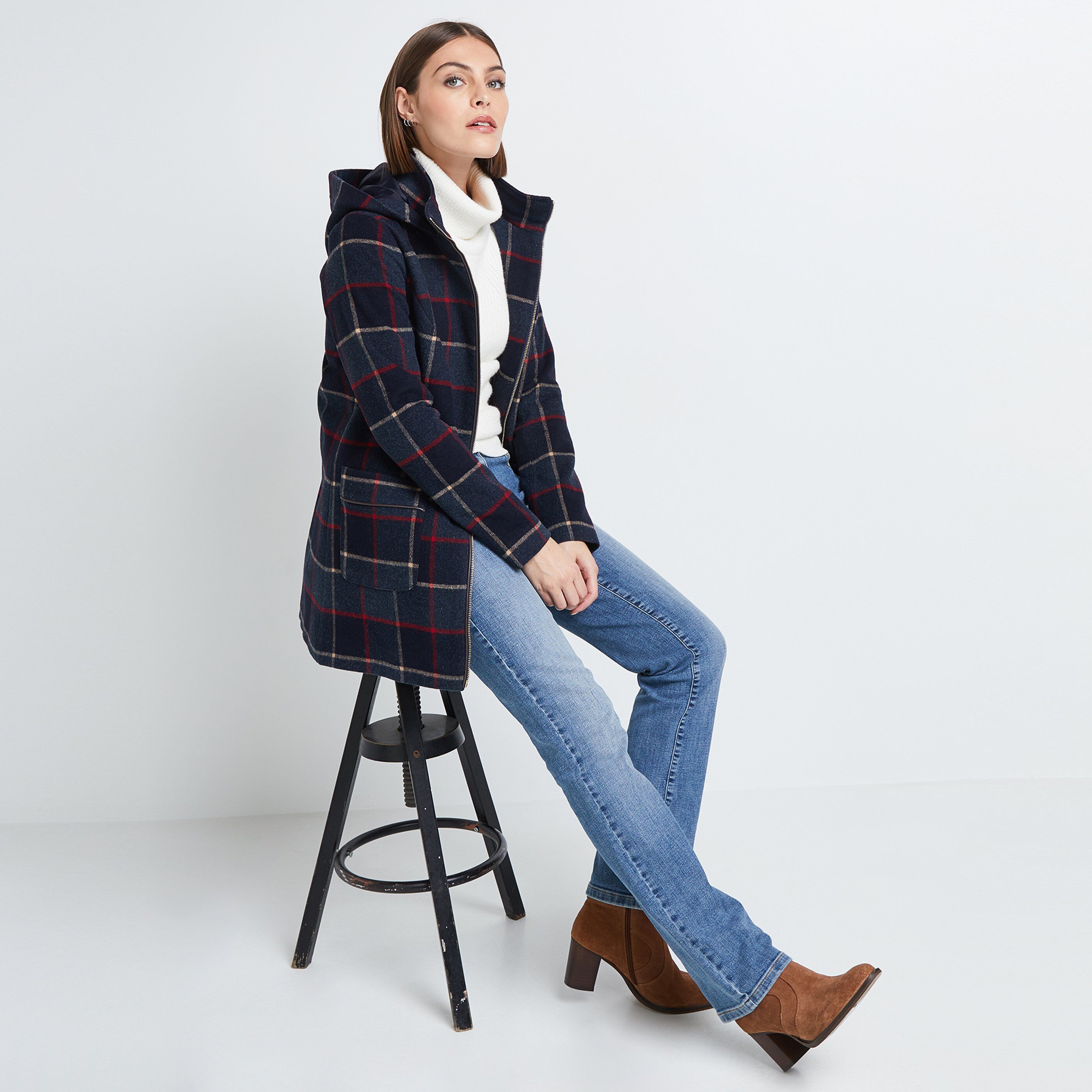 Jean a carreaux best sale femme