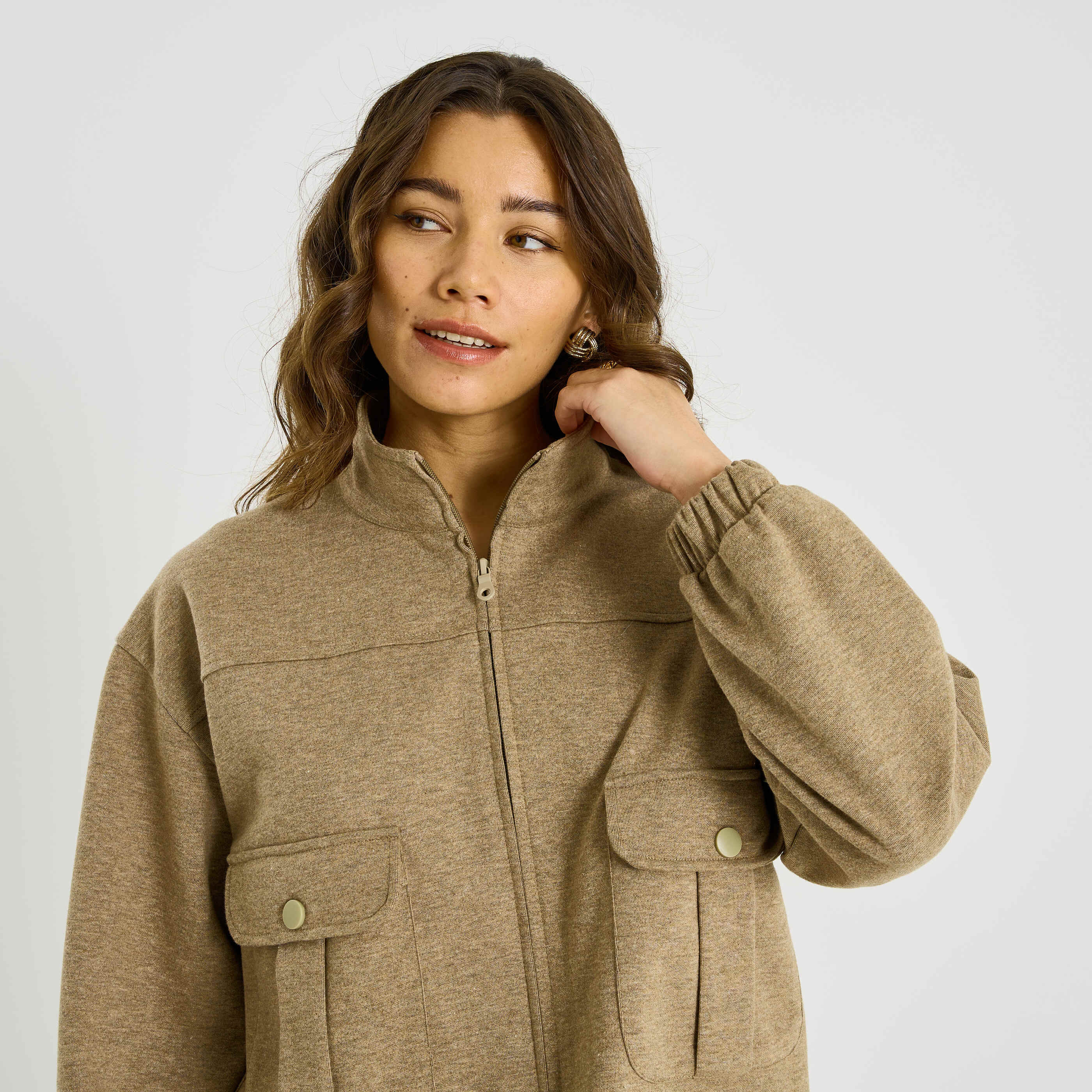 Blouson fluide col montant femme