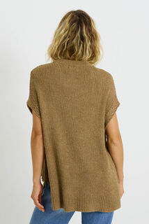 Pull sans manches à franges femme