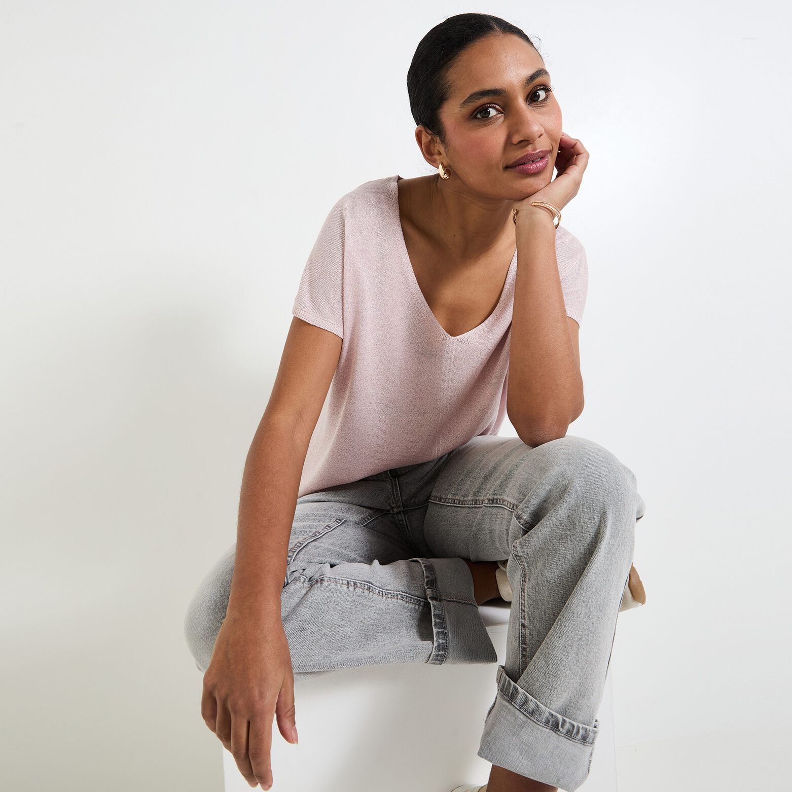 Pull manches courtes femme