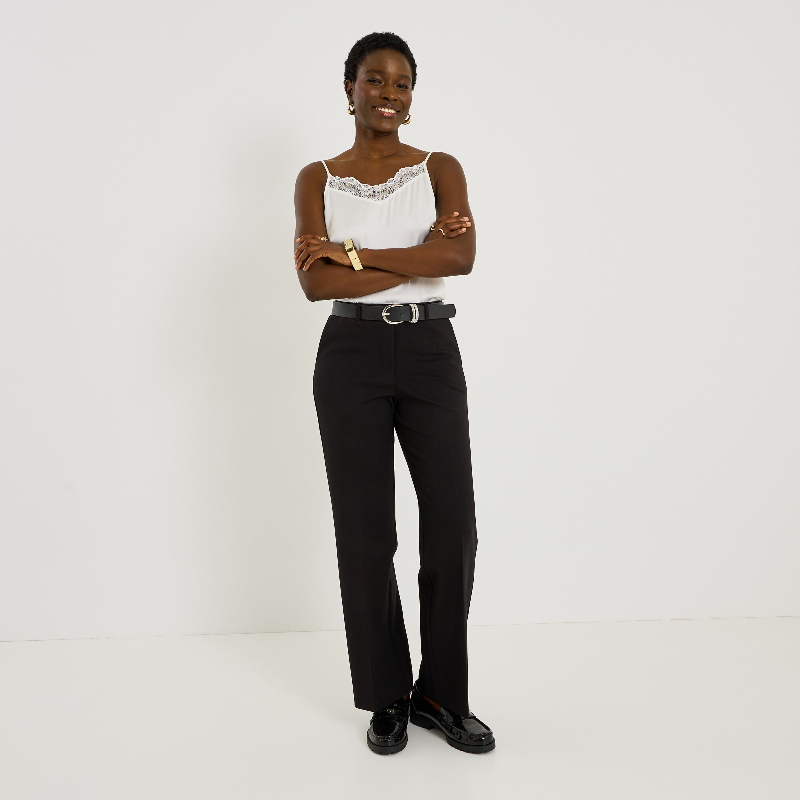 Pantalon palazzo coupe droite femme