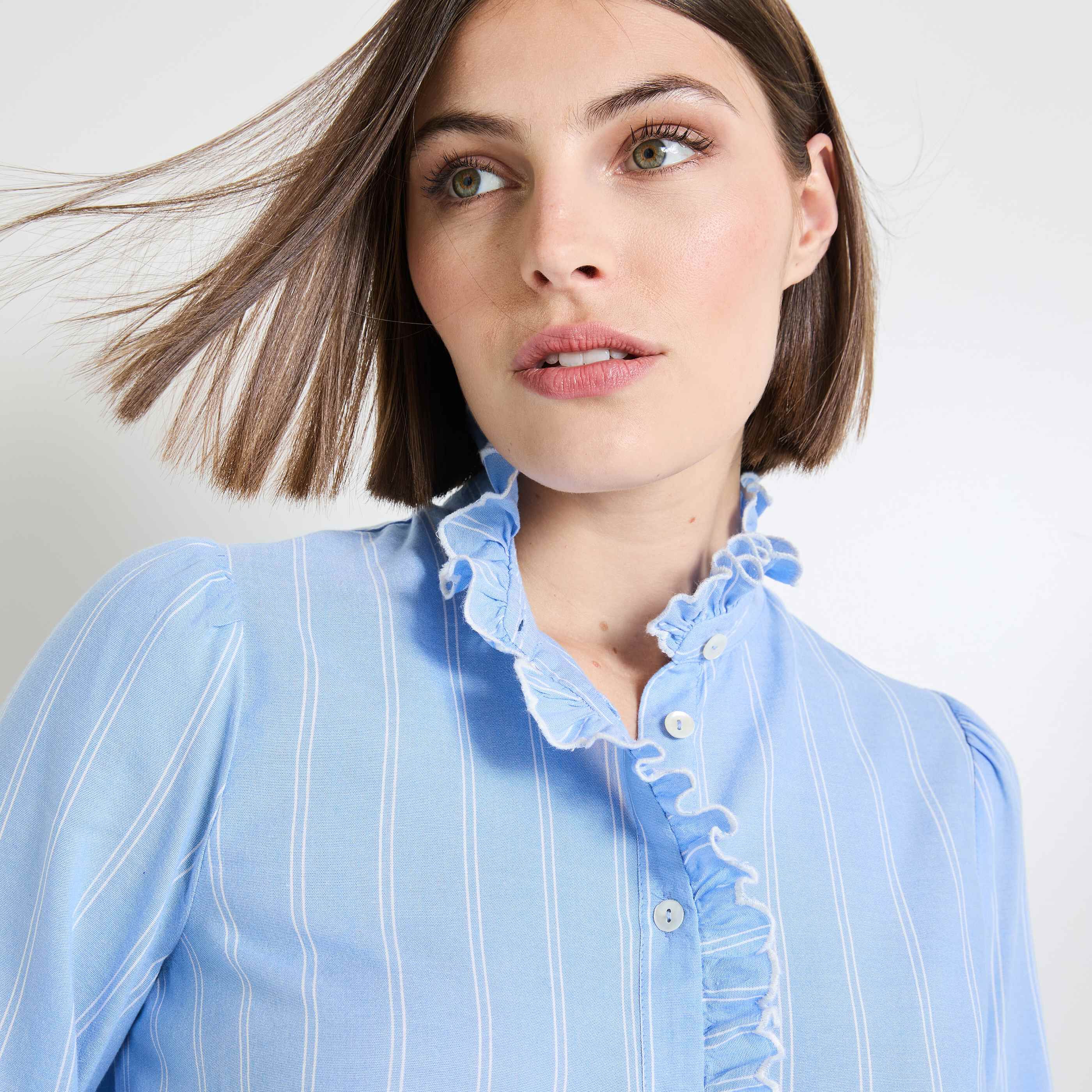 Chemisier col montant femme RAYURE Graindemalice