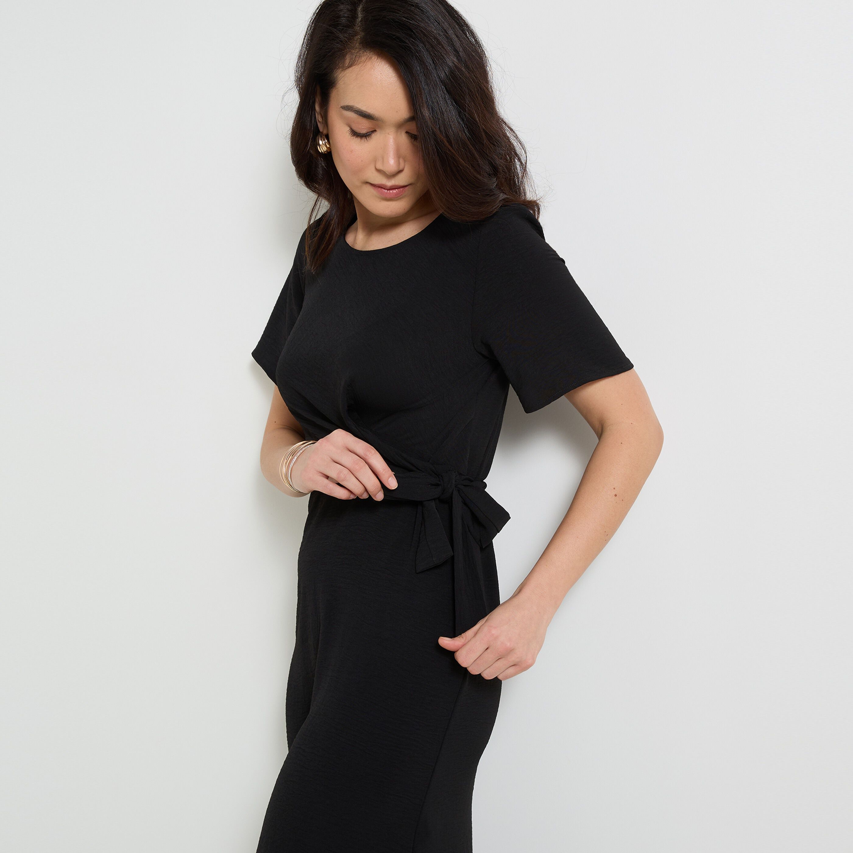 Robe longue drap&eacute;e femme