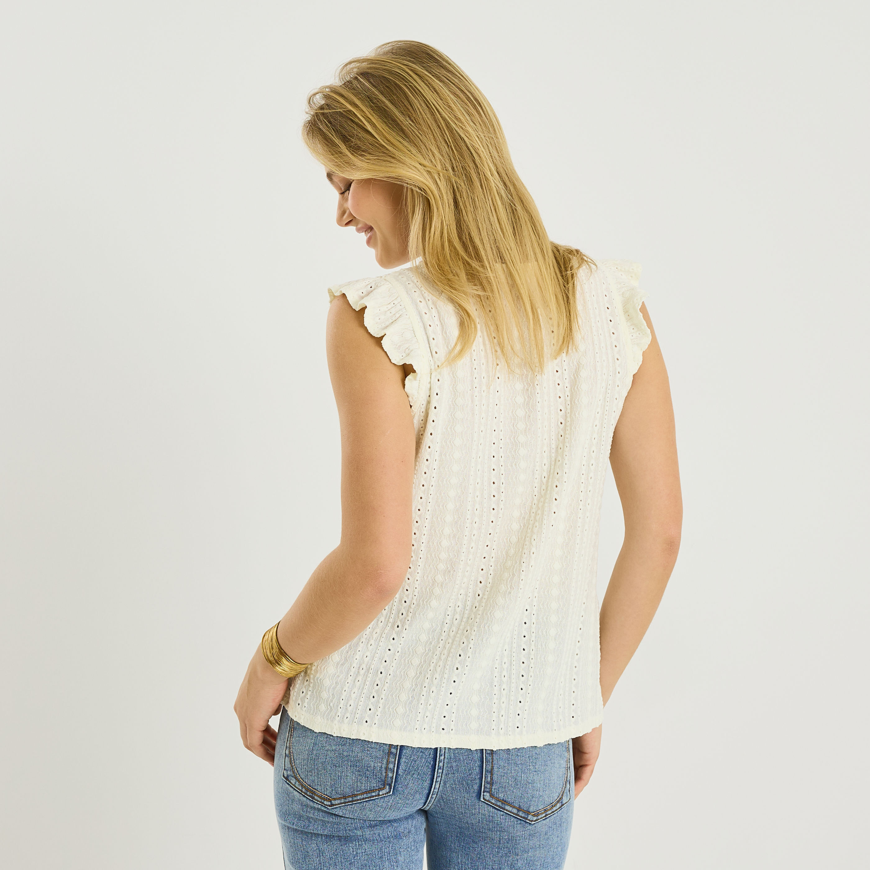 D&eacute;bardeur maille ajour&eacute;e femme