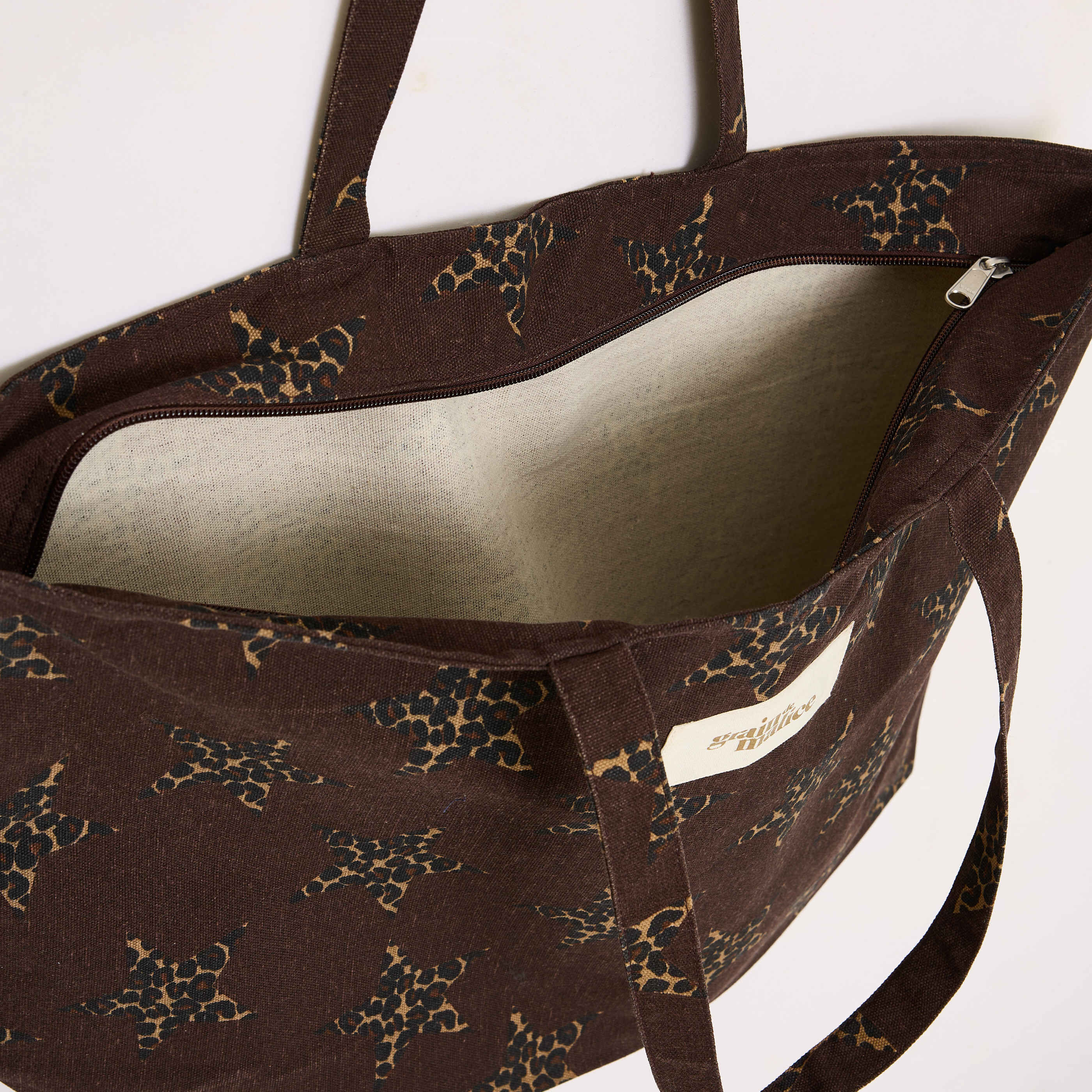 Tote bag &eacute;toiles imprim&eacute; l&eacute;opard femme