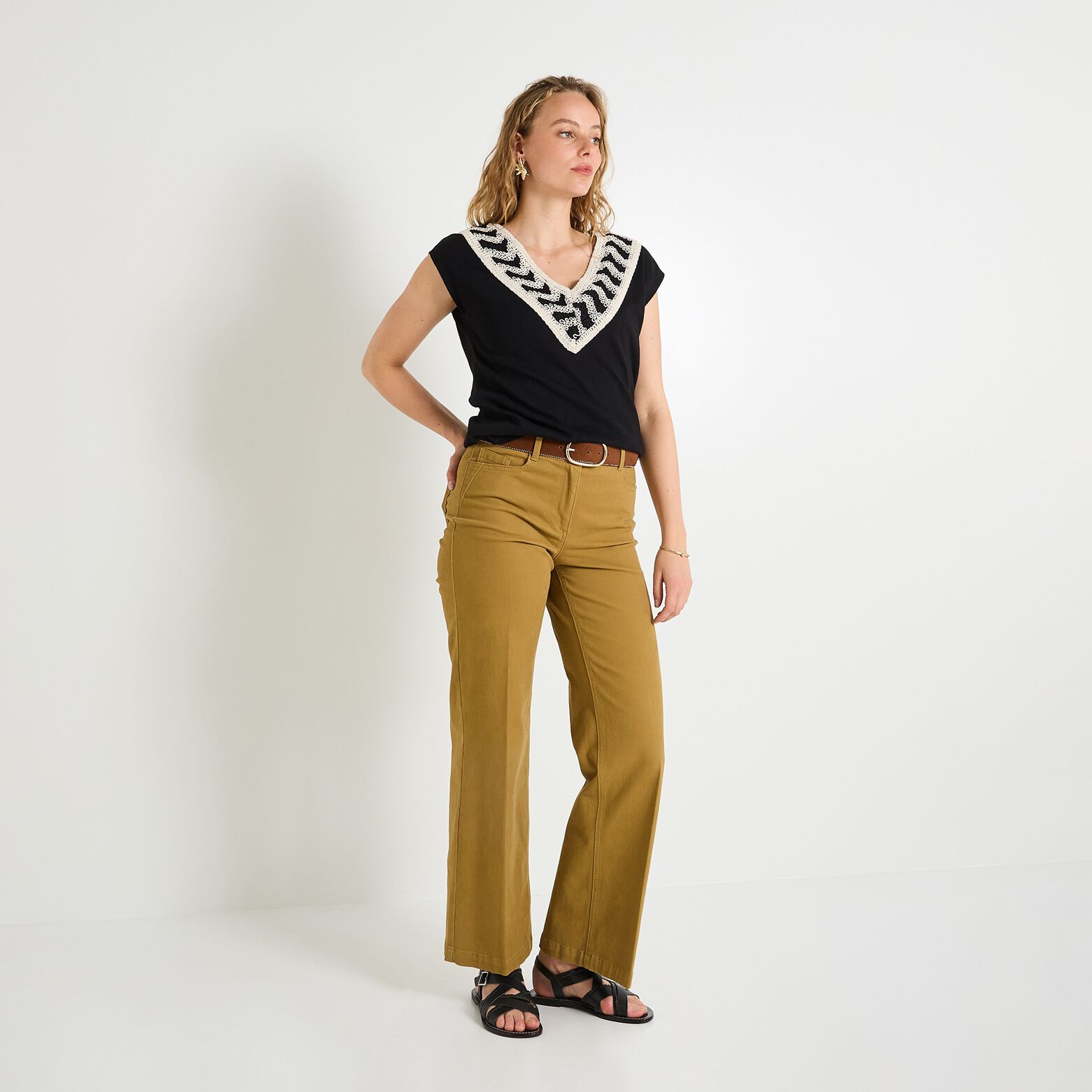 T-shirt col V femme