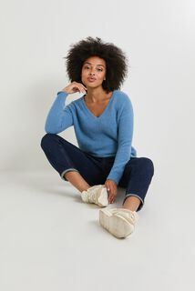 Pull col V femme