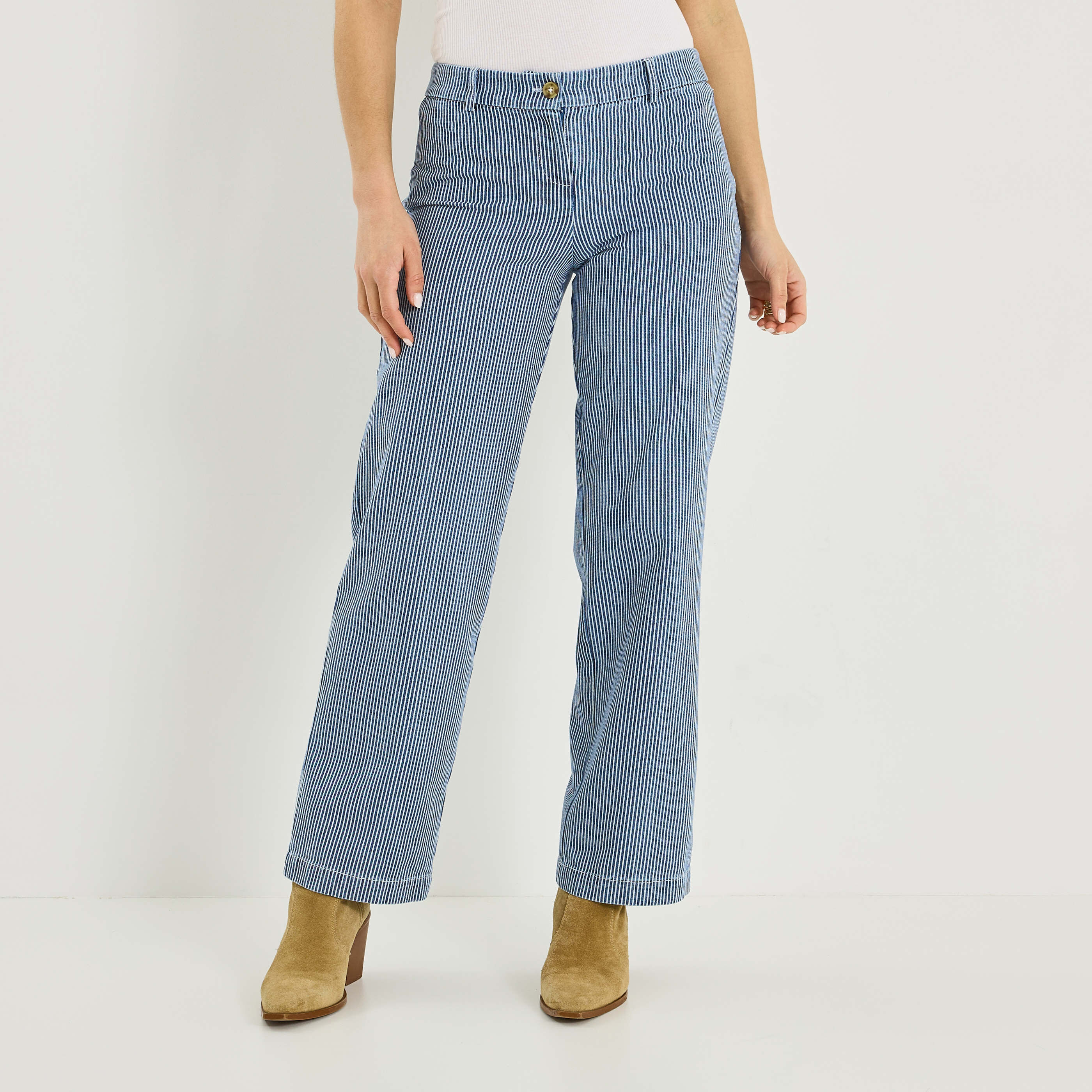 Pantalon &agrave; rayures verticales femme