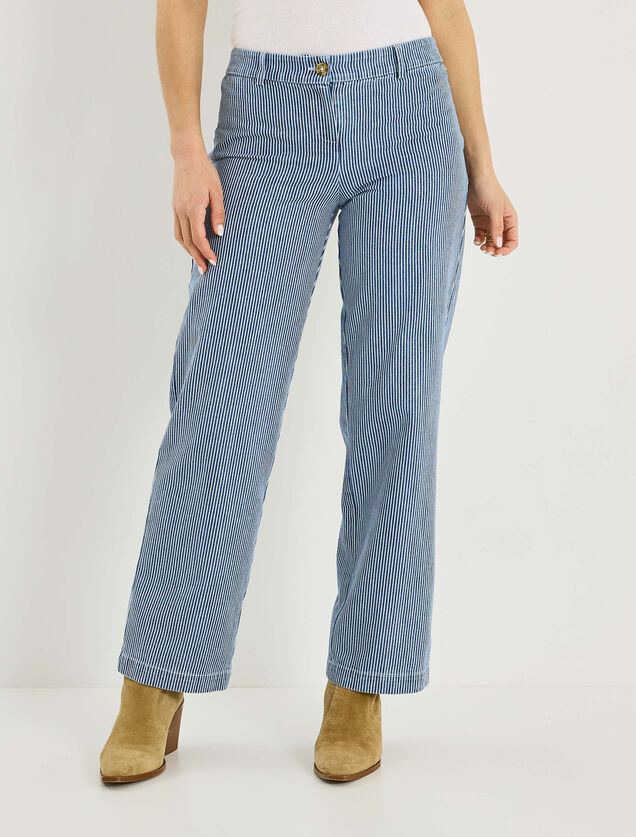 Pantalon &agrave; rayures verticales femme