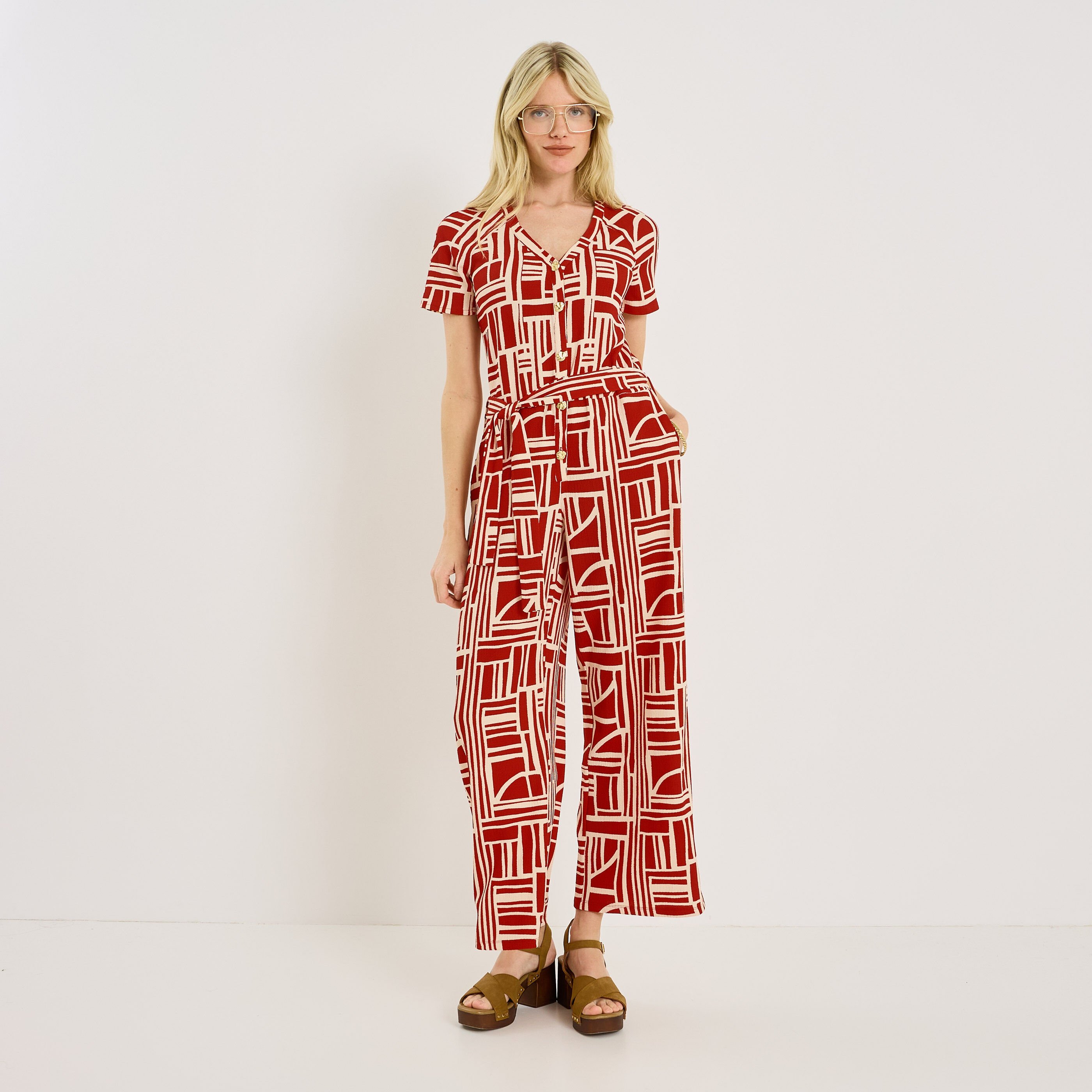 Combinaison maille imprim&eacute;e femme