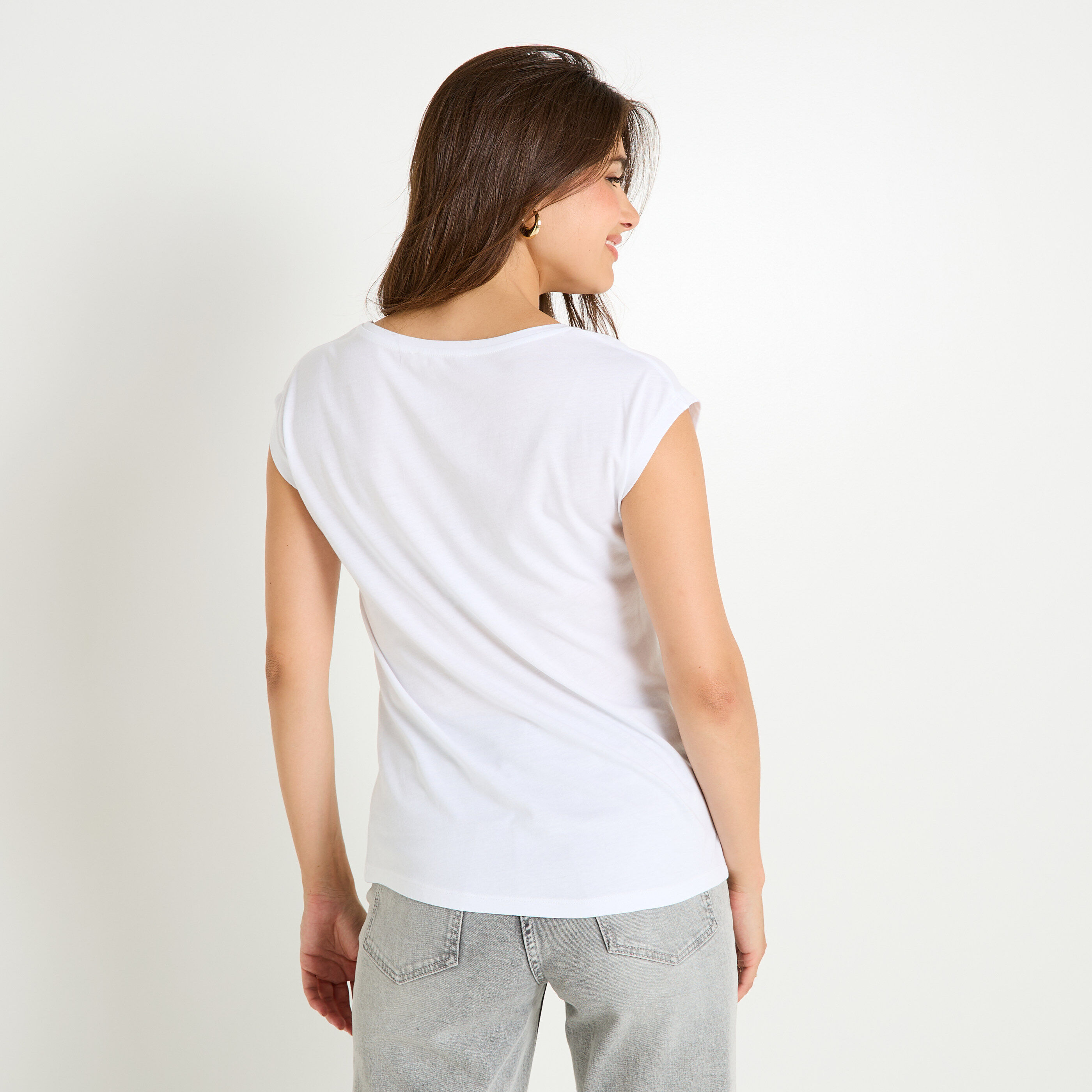 T-shirt imprim&eacute; &agrave; col rond femme