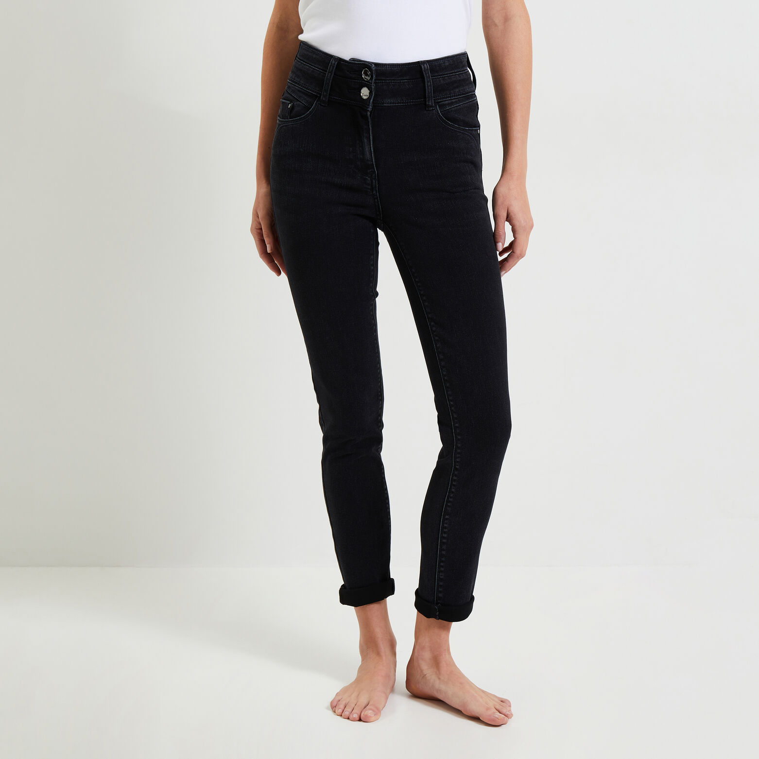 Jean raccourci taille haute HANOI femme