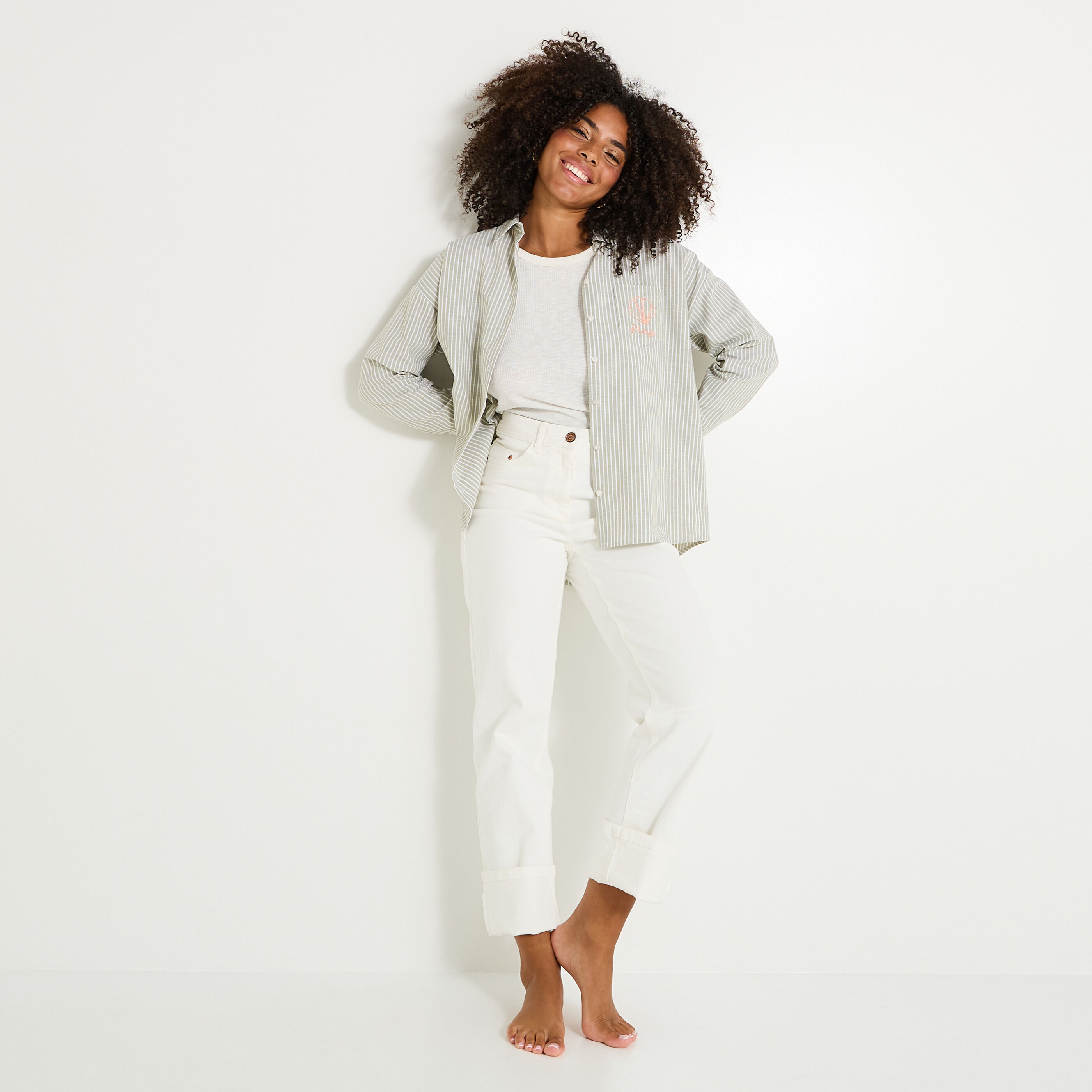 Chemise oversize ray&eacute;e femme