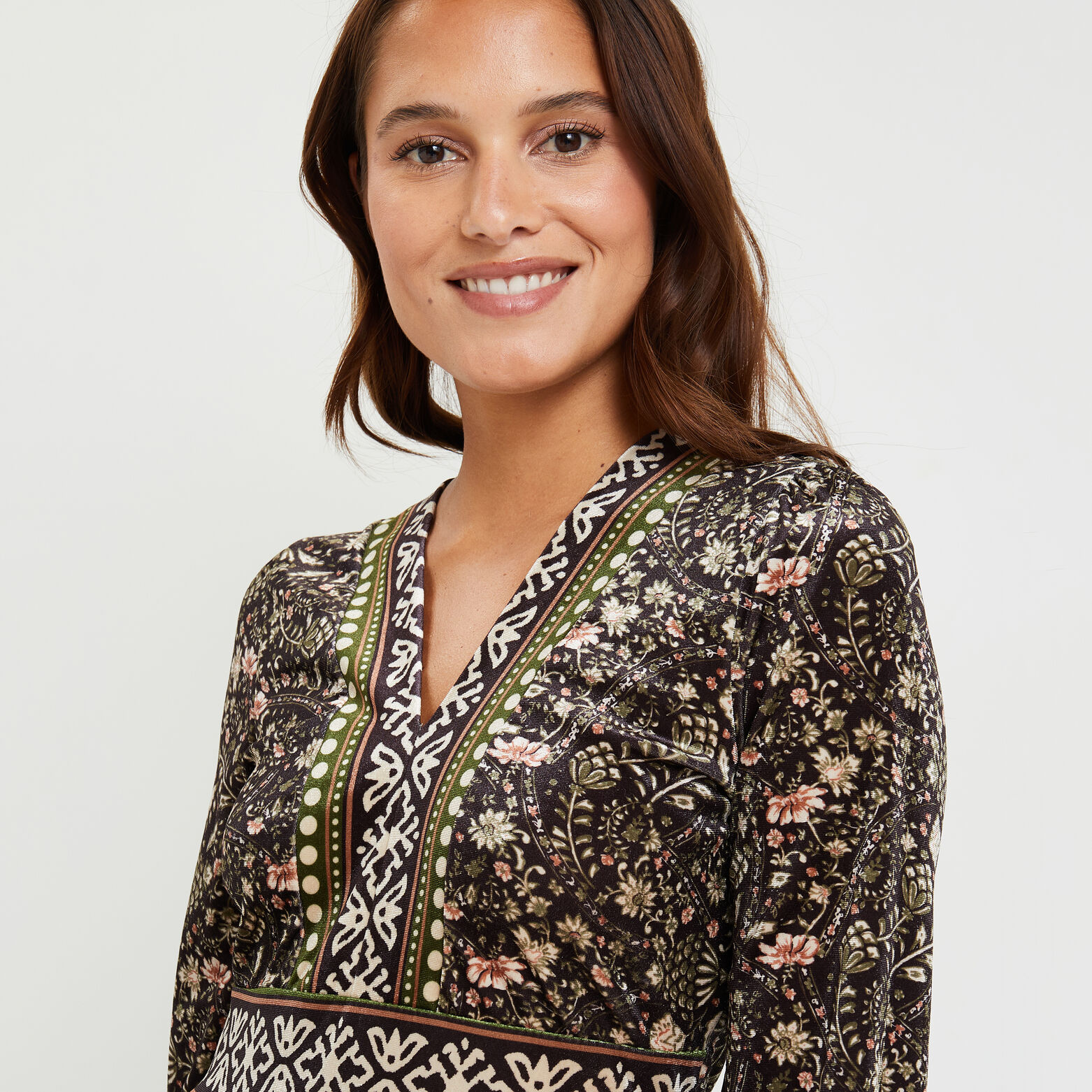 Robe imprimée en velours femme