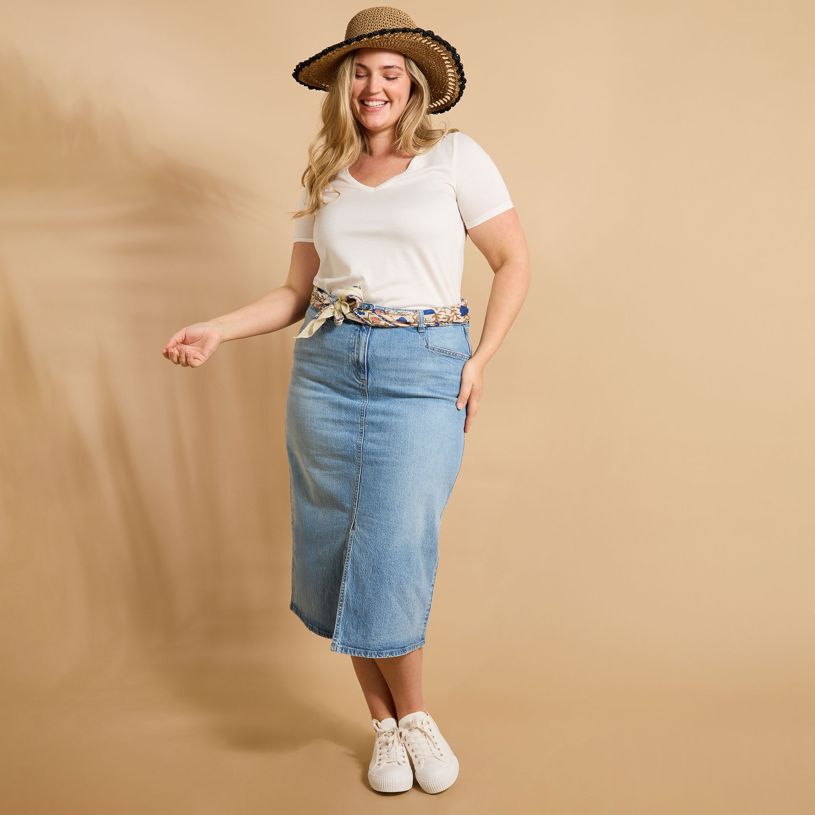 Jupe longue en denim femme