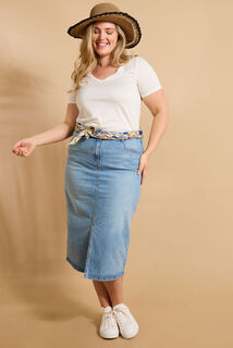 Jupe longue en denim femme