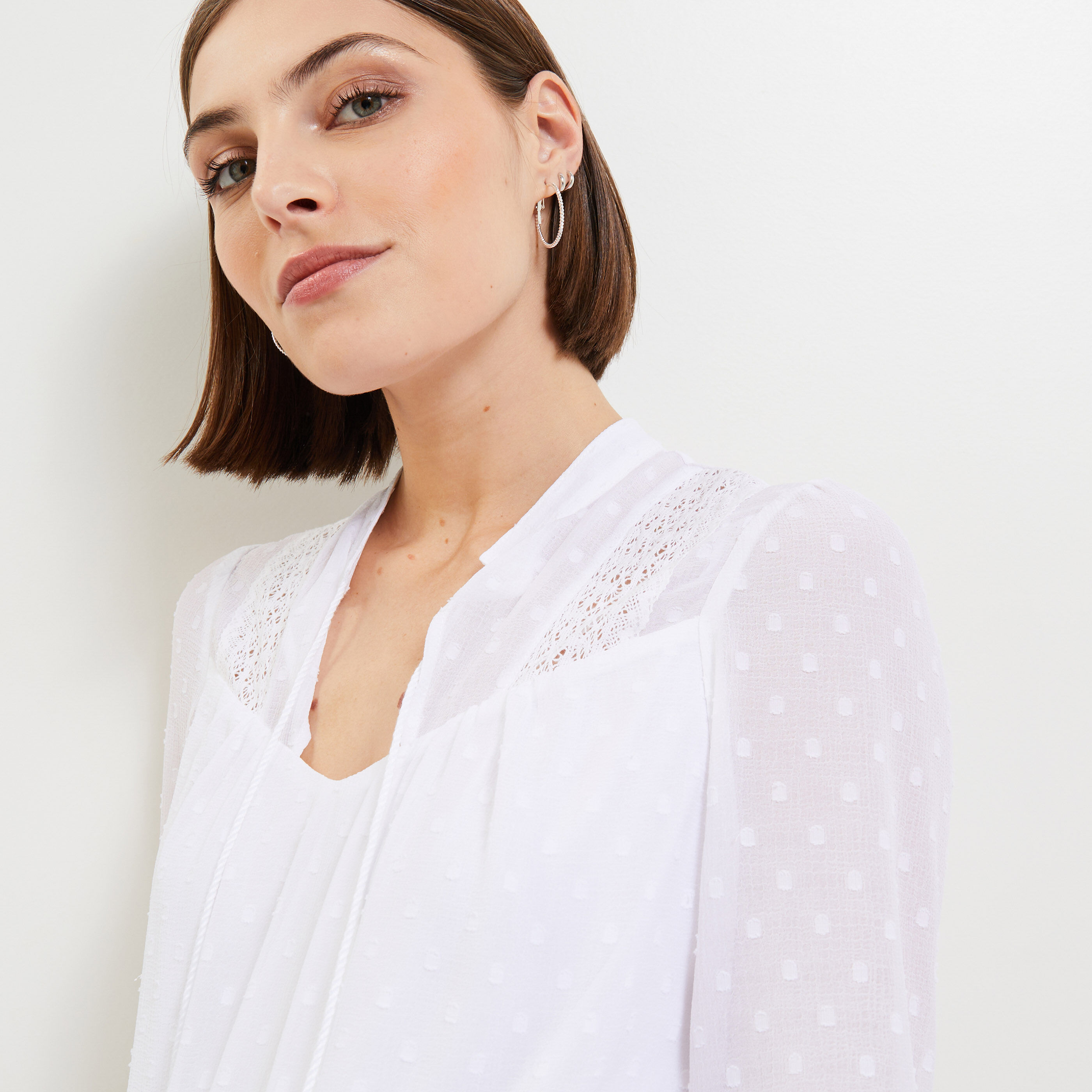 Blouse plumetis femme outlet