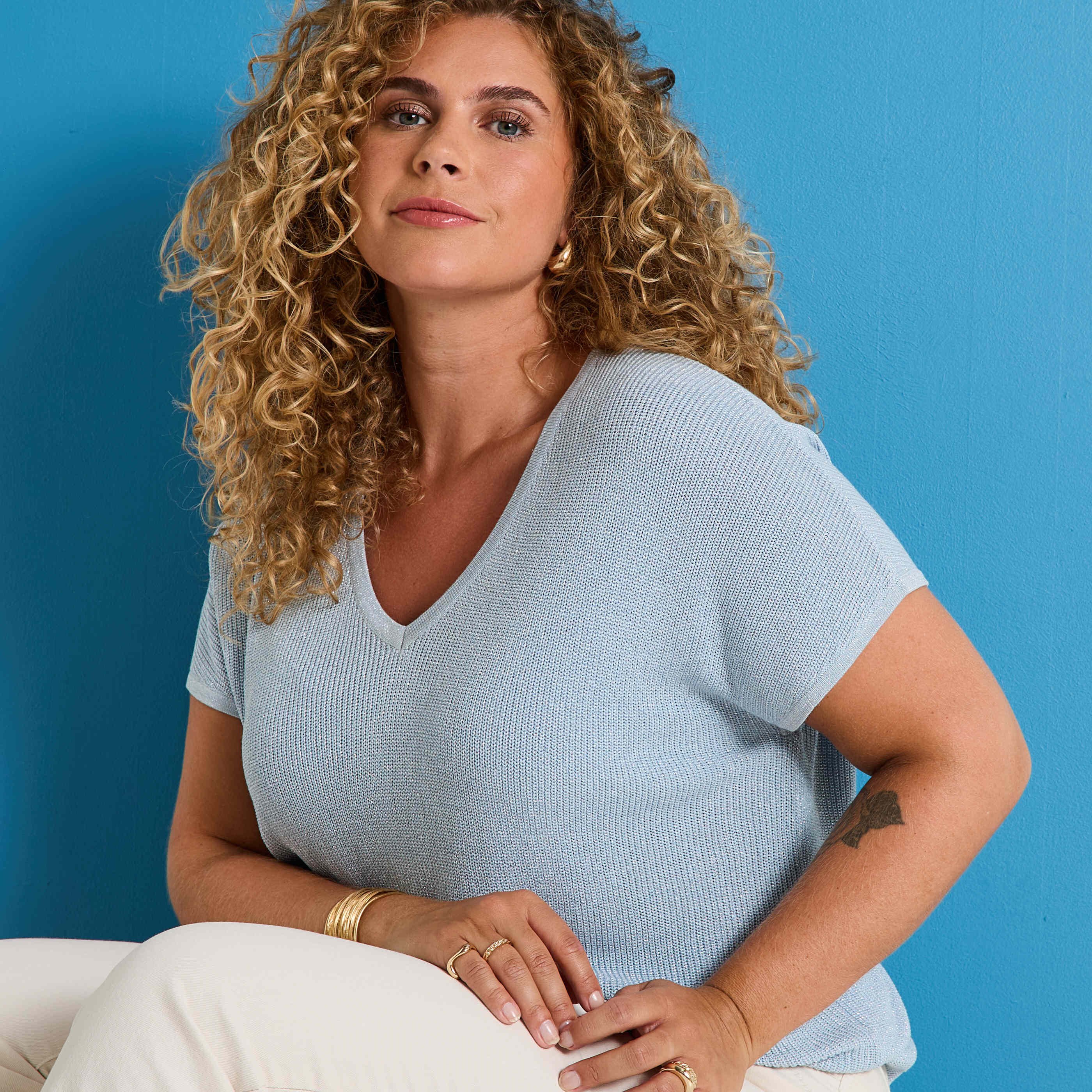 Pull manches courtes femme