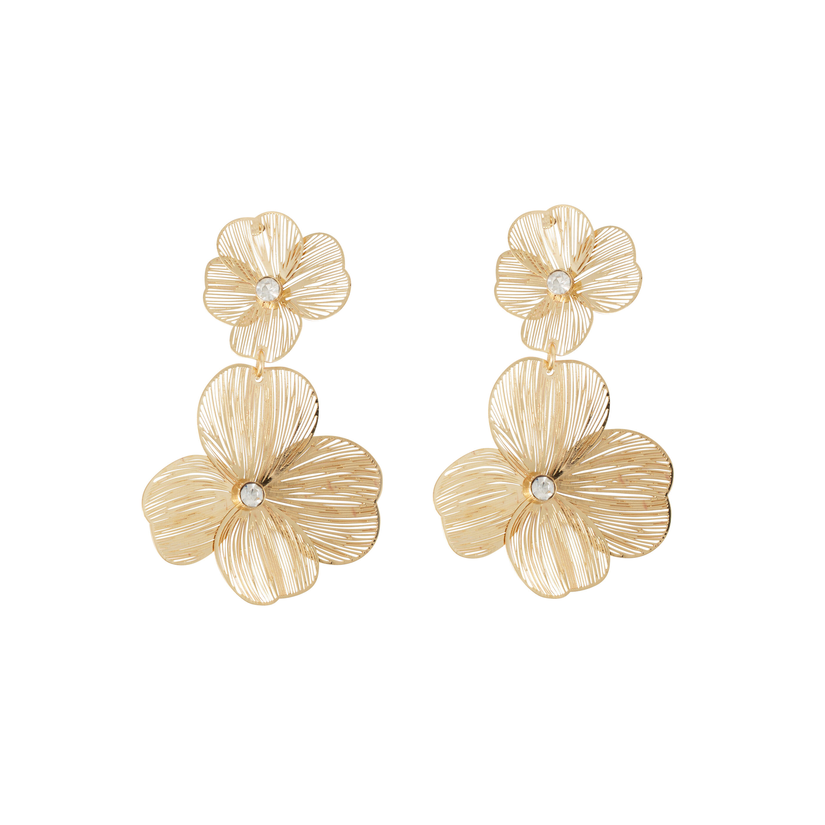 Boucles d'oreilles double fleurs femme