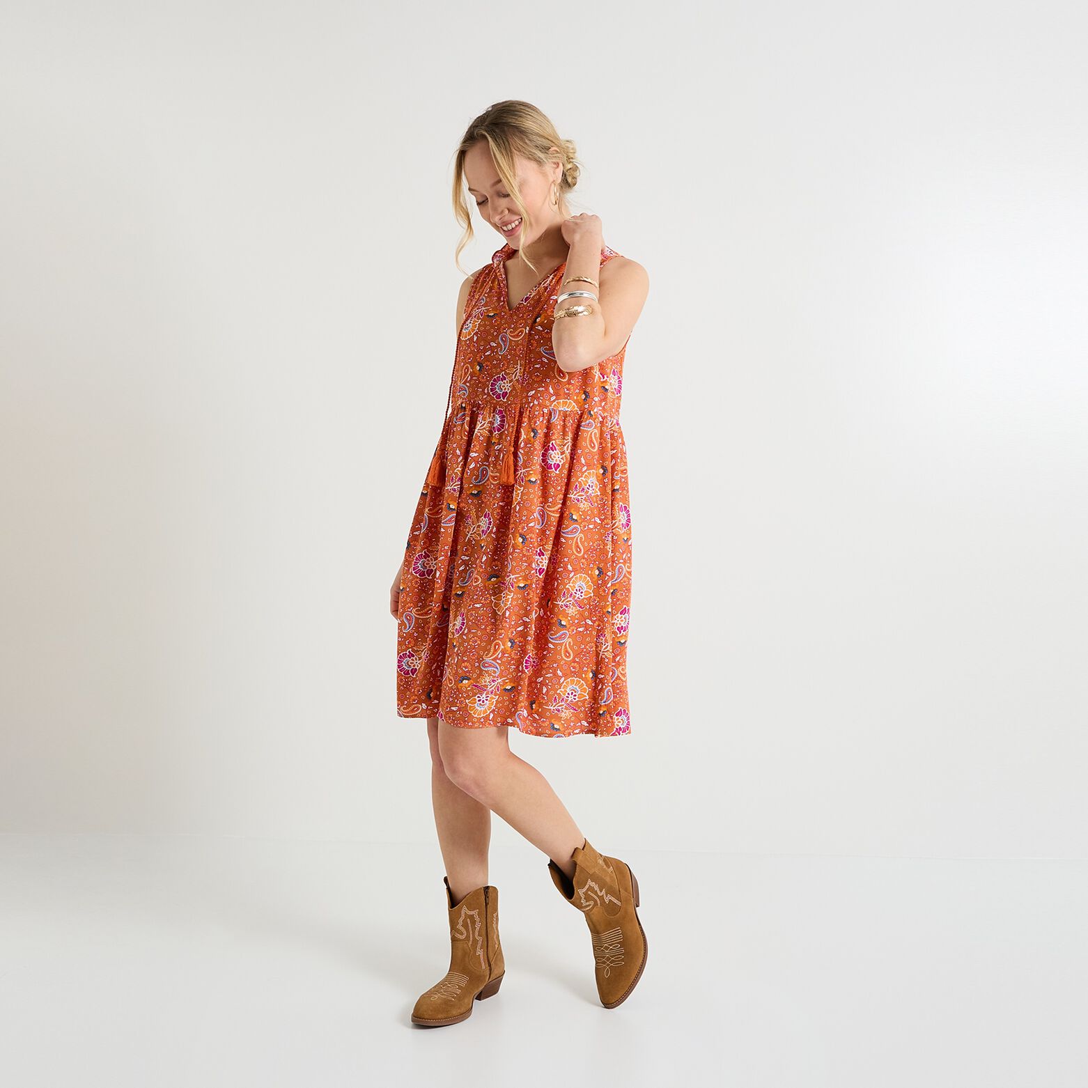 Robe courte imprimée femme