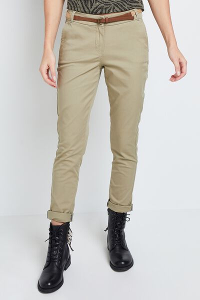 Pantalon chino avec ceinture femme