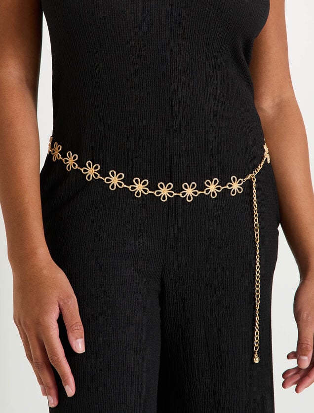 Ceinture fleurs en métal femme