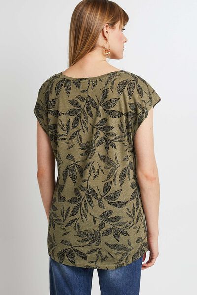 Tshirt imprimé en lin mélangé femme