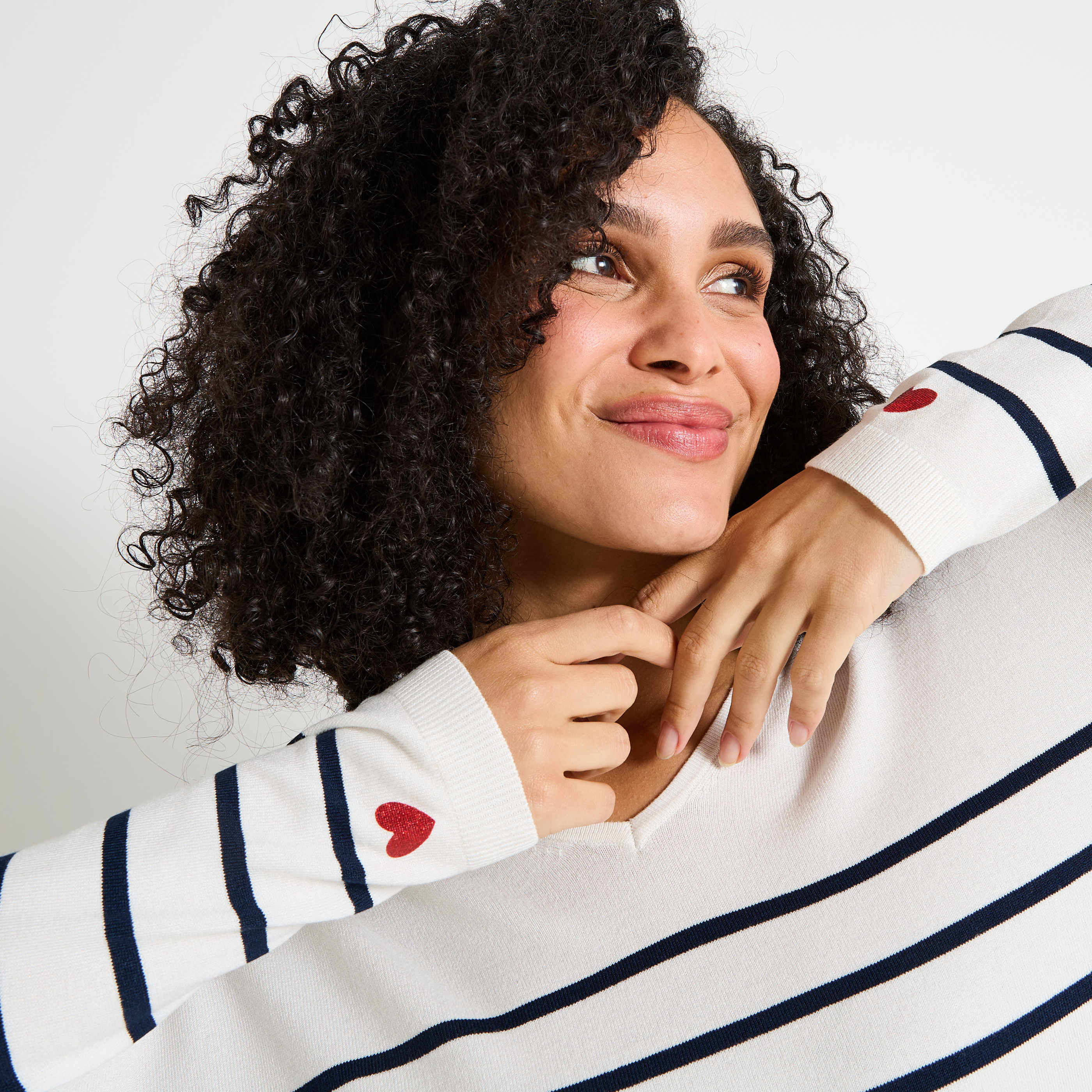 Pull ray&eacute; &agrave; manches longues femme