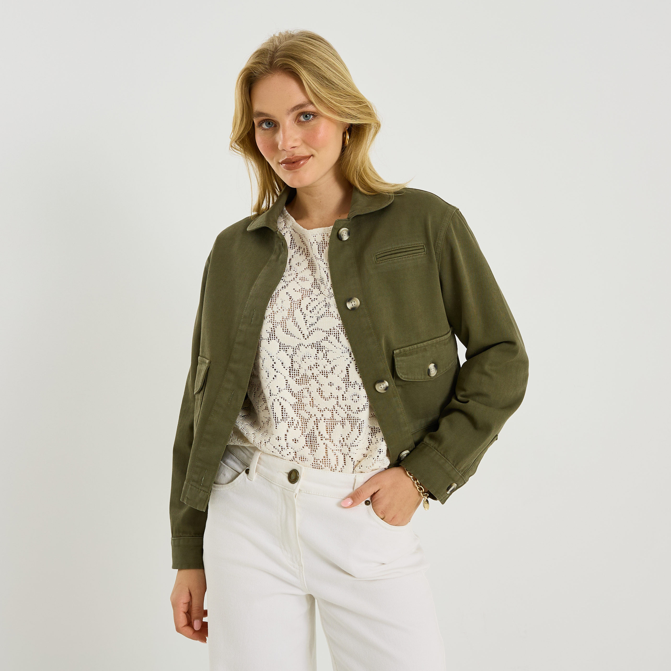 Veste courte style utilitaire femme