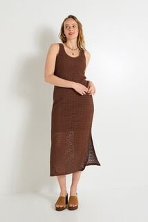 Robe longue en crochet femme