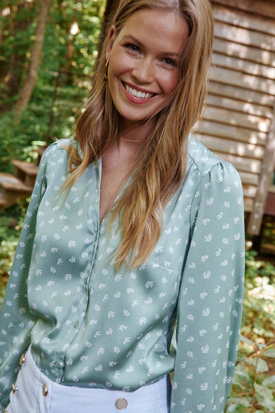 Chemise satinée à manches longues