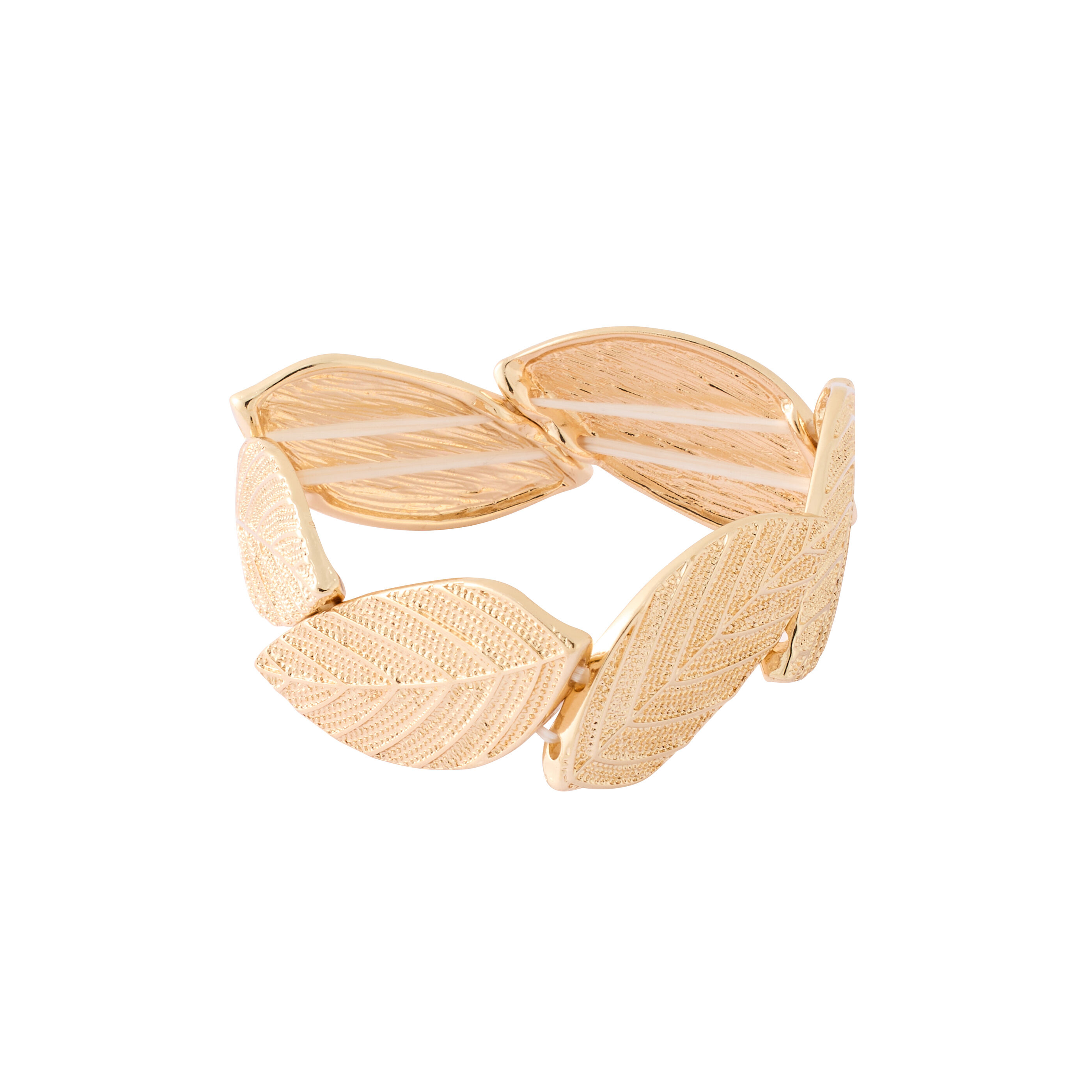 Bracelet &eacute;lastique feuilles cisel&eacute;es