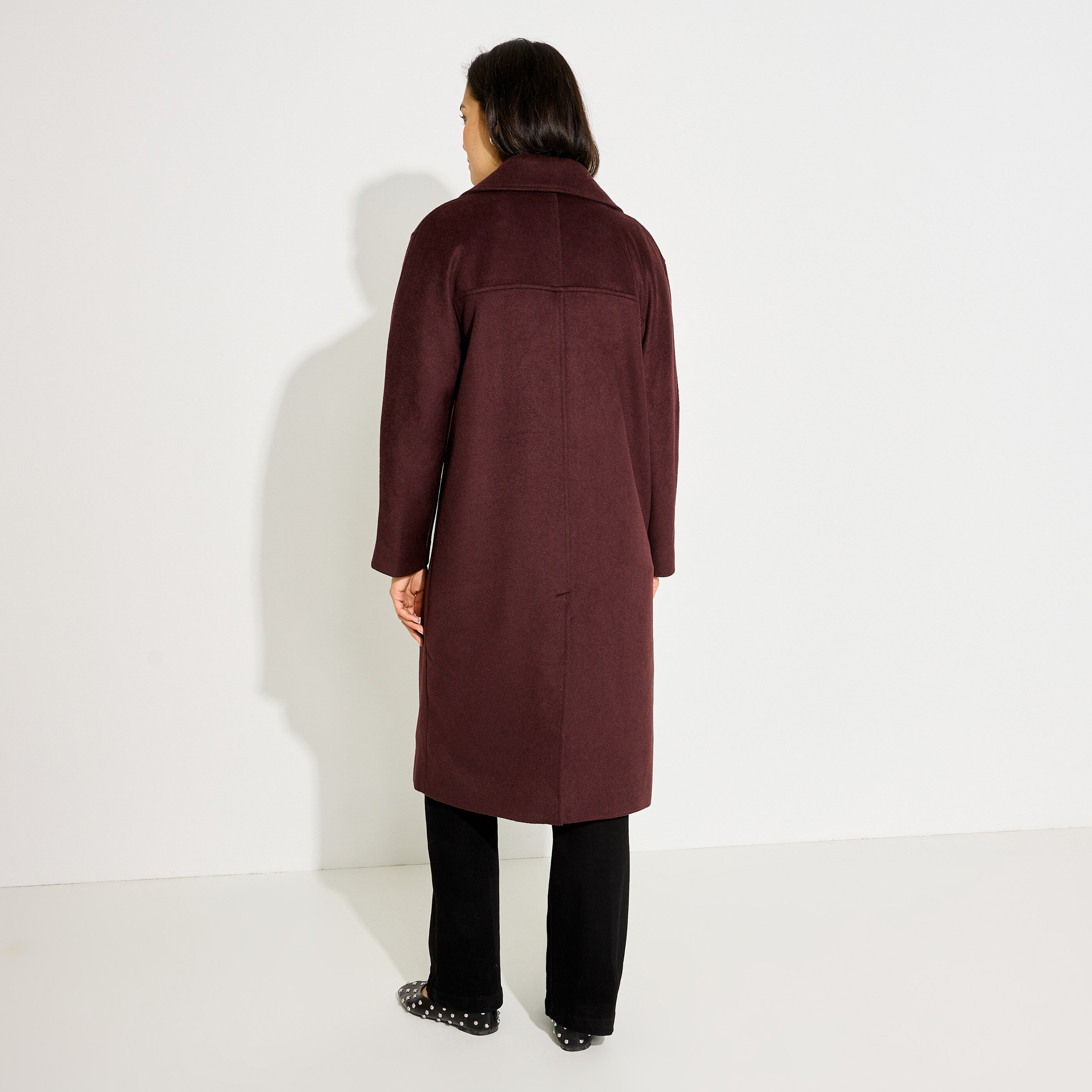 Manteau long double boutonnage femme
