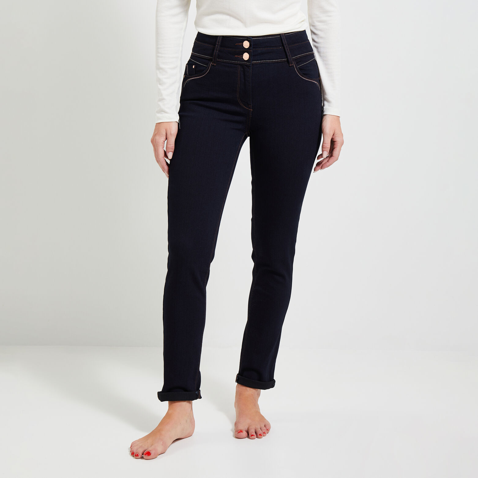 Jean raccourci taille haute HANOI femme
