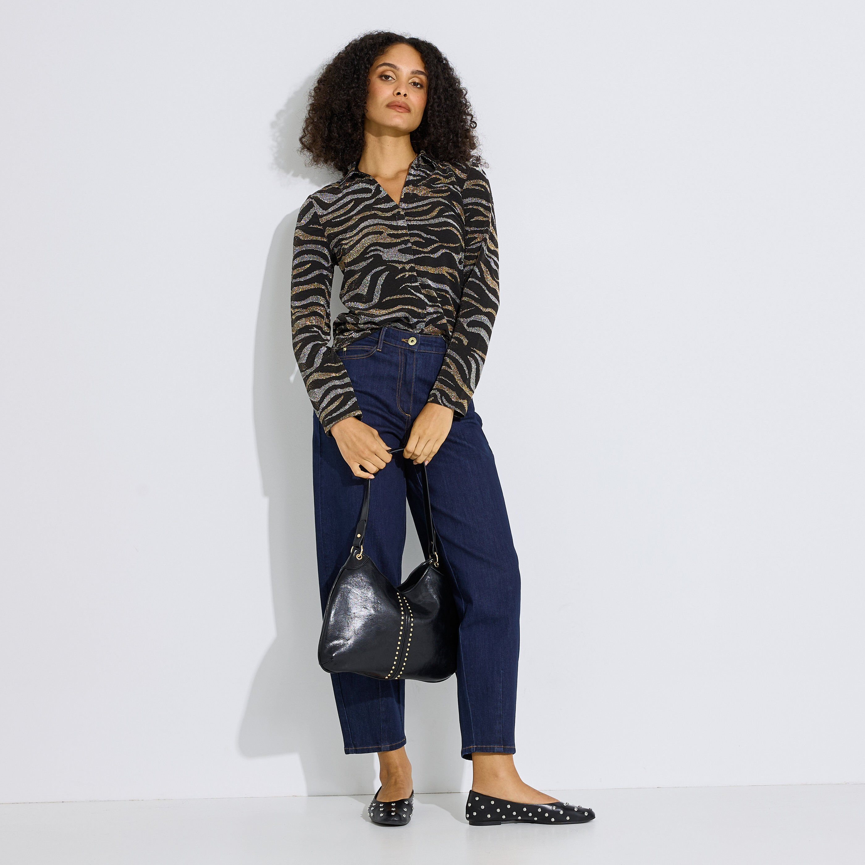 Chemise en maille imprim&eacute; z&egrave;bre femme