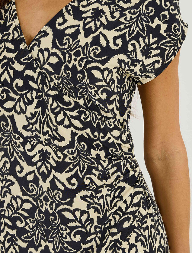 Robe courte cache-c&oelig;ur imprim&eacute;e