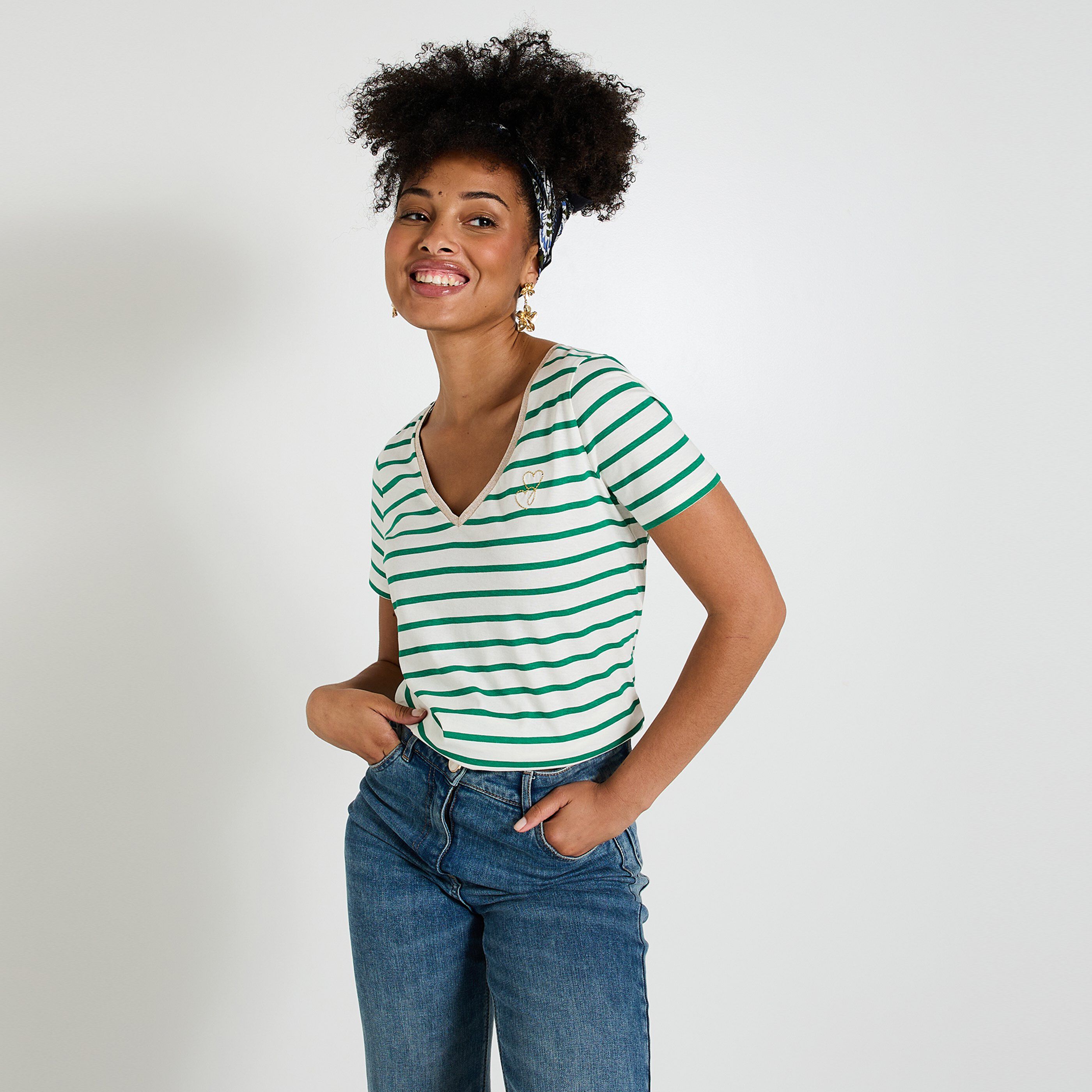 Tshirt ray&eacute; femme